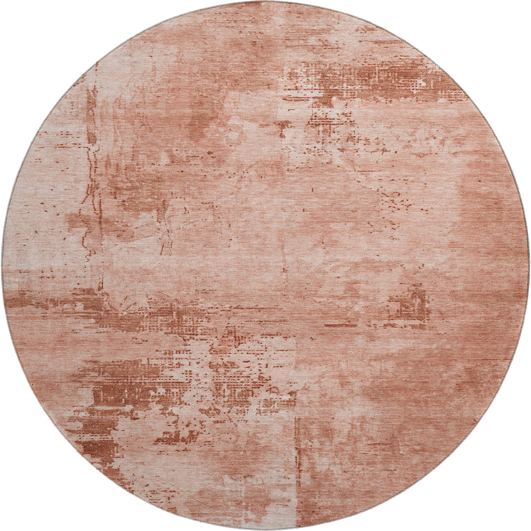 Antigua Machine Washable Transitional Paprika Orange Rug 8' x 8' #shape_Round