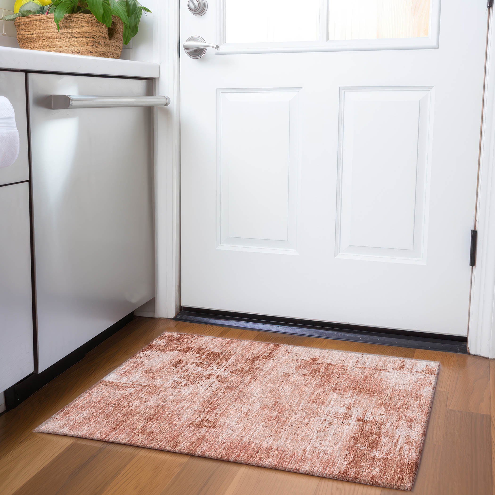 Antigua Machine Washable Transitional Paprika Orange Rug 1'8" x 2'6" #shape_Rectangle
