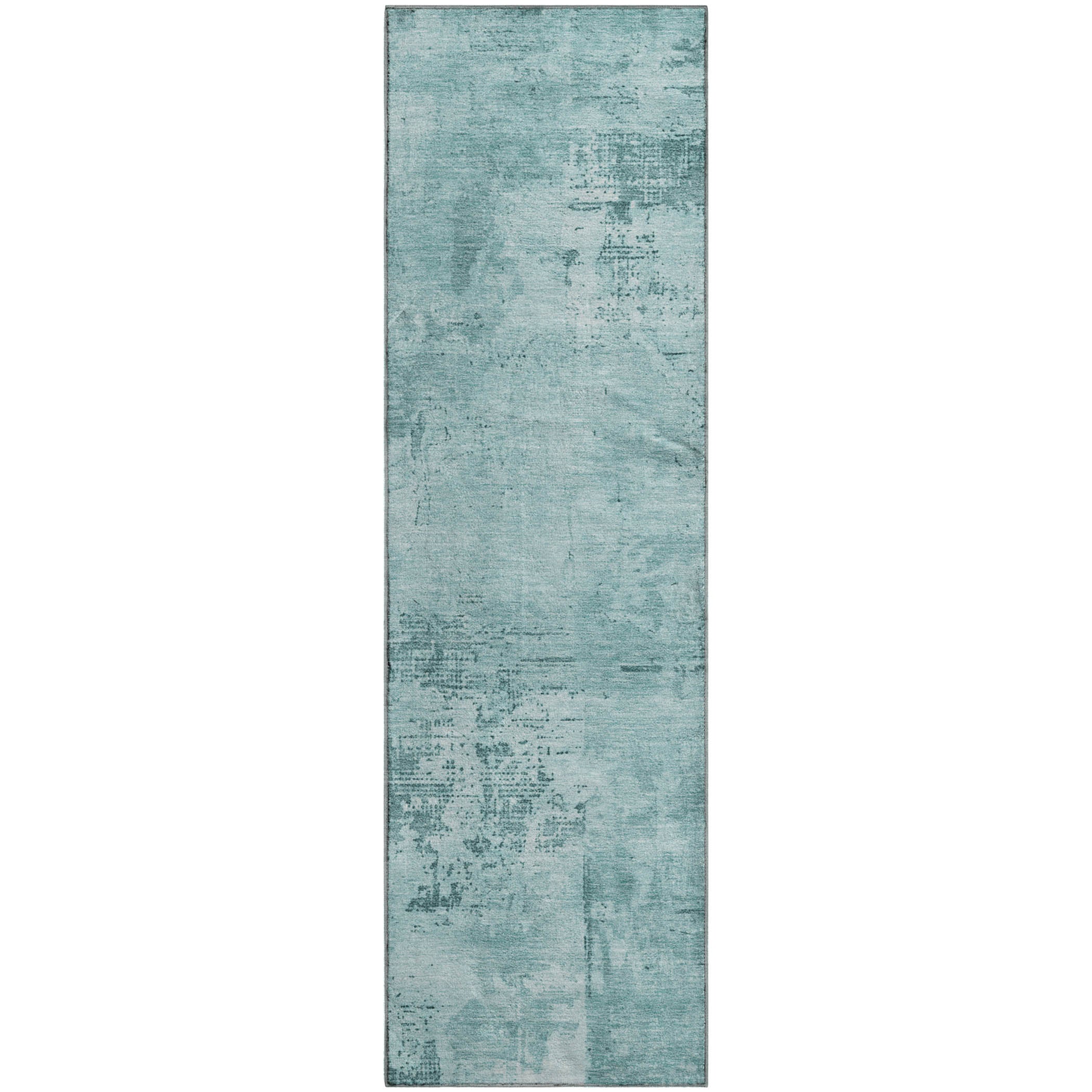 Antigua Machine Washable Transitional Seafoam Blue Rug 2'3" x 7'6" #shape_Runner