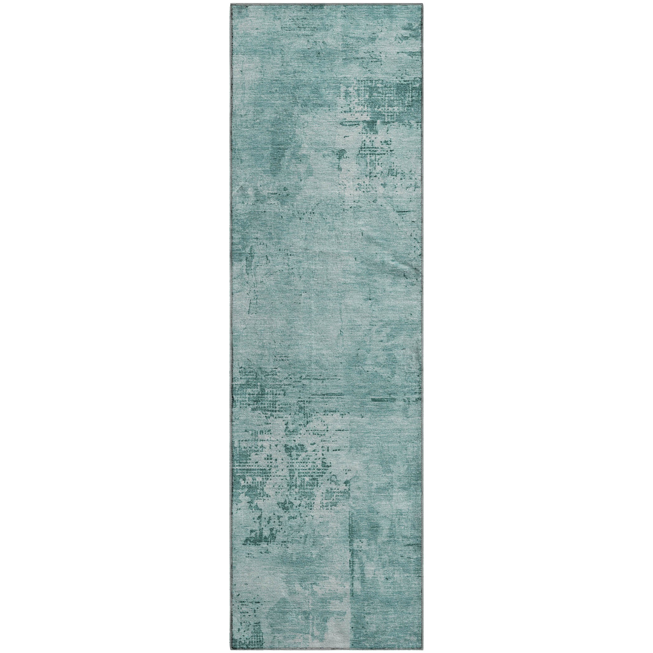Antigua Machine Washable Transitional Teal Rug 2'3" x 7'6" #shape_Runner