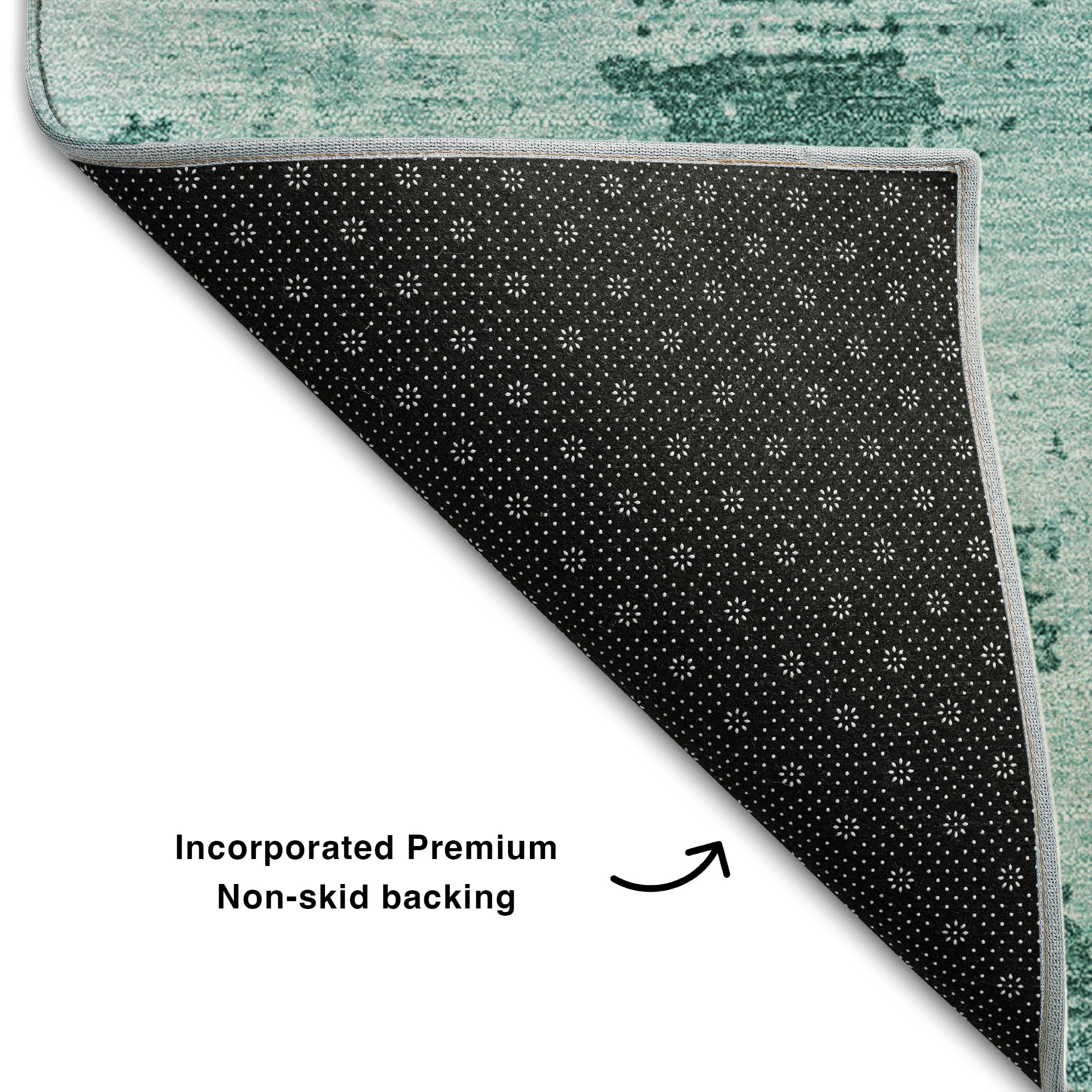 Antigua Machine Washable Transitional Teal Rug 1'8" x 2'6" #shape_Rectangle