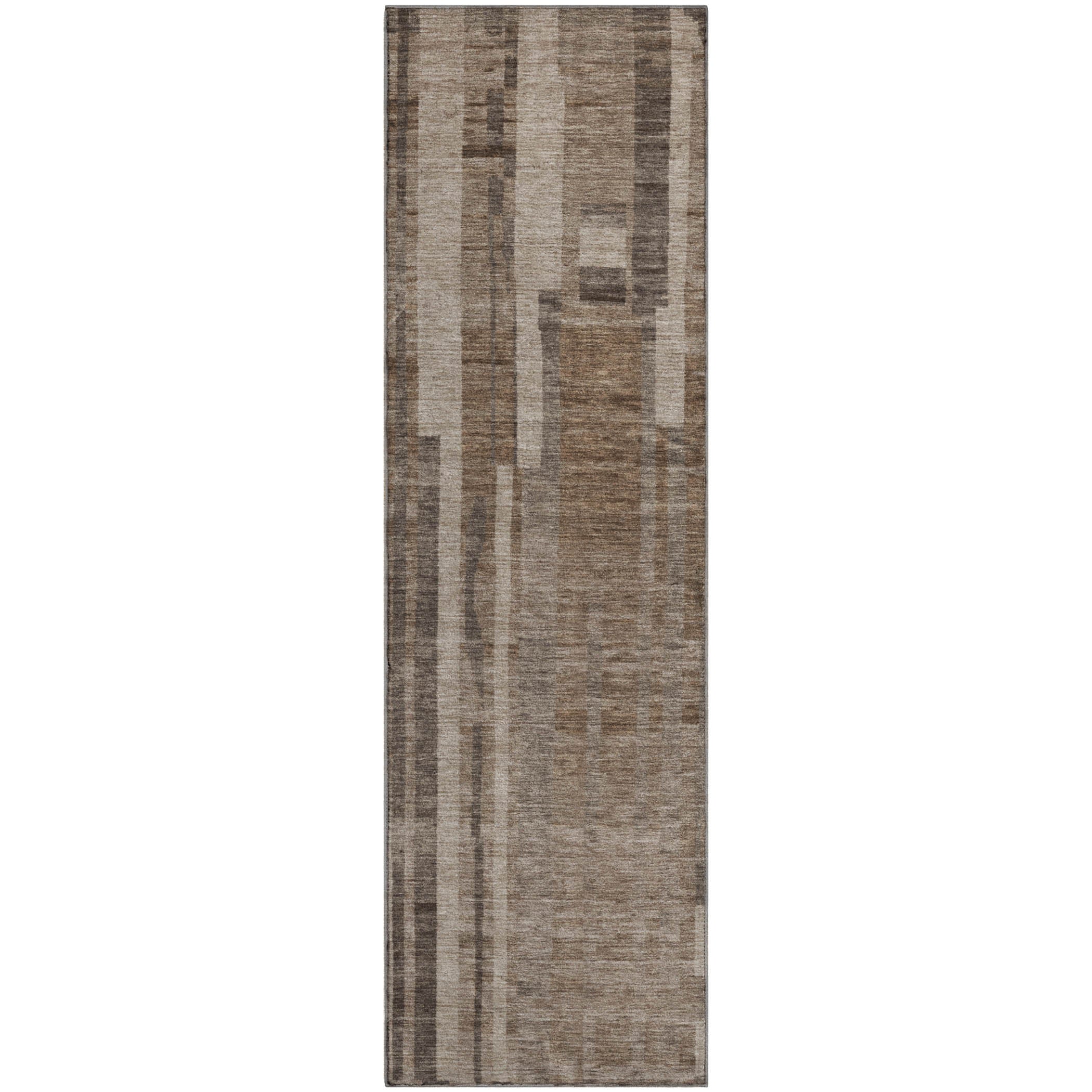 Santorini Machine Washable Transitional Brown Rug 2'3" x 7'6" #shape_Runner