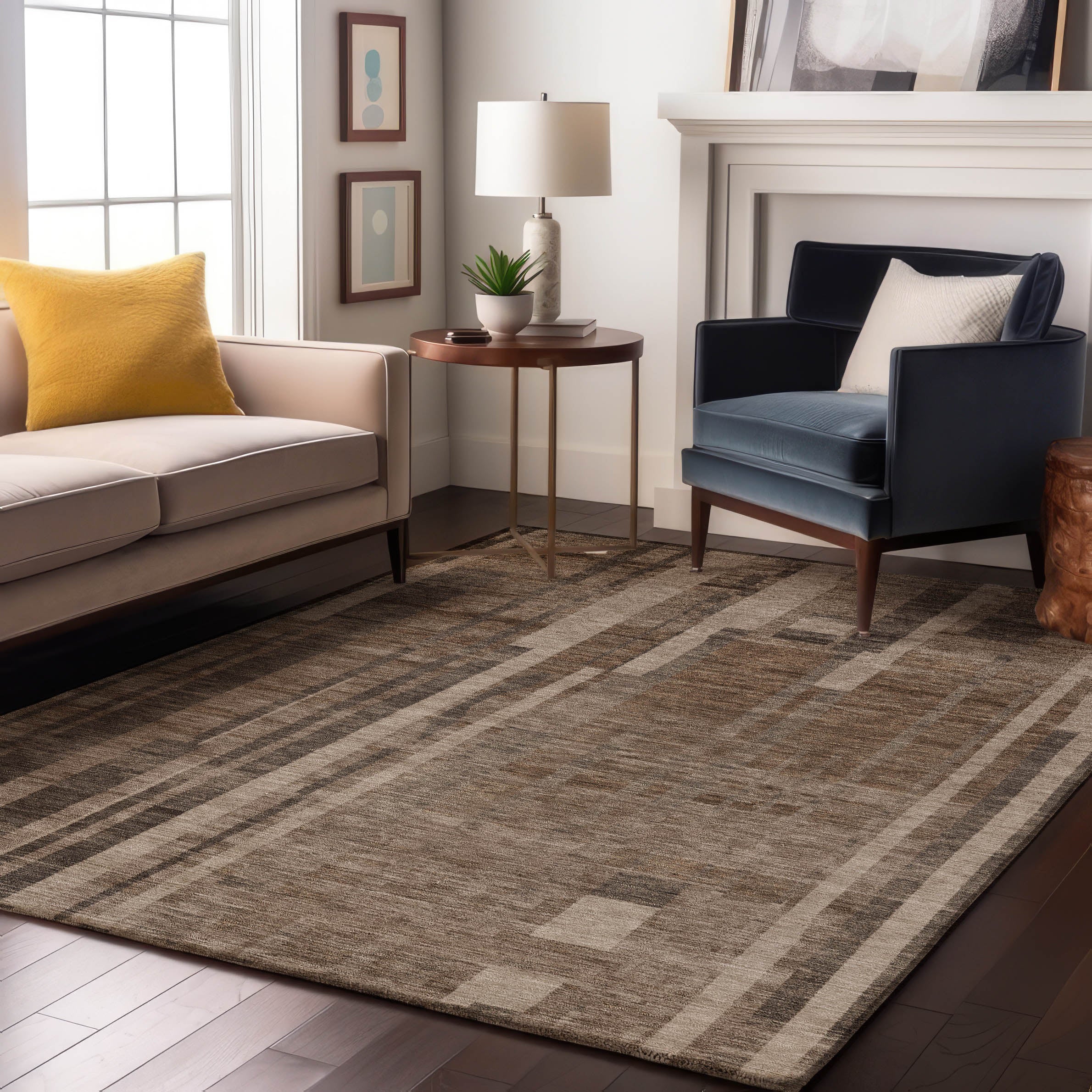 Santorini Machine Washable Transitional Brown Rug 2'6" x 3'10" #shape_Rectangle