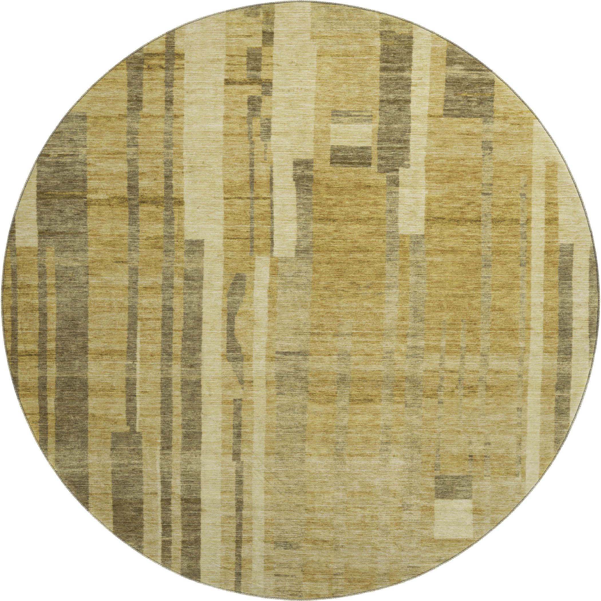 Santorini Machine Washable Transitional Gold Rug 8' x 8' #shape_Round