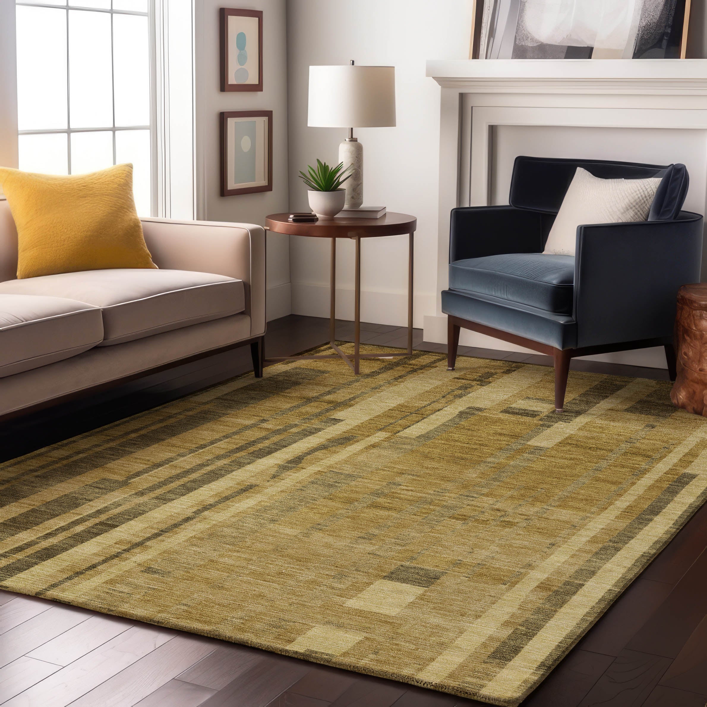 Santorini Machine Washable Transitional Gold Rug 2'6" x 3'10" #shape_Rectangle