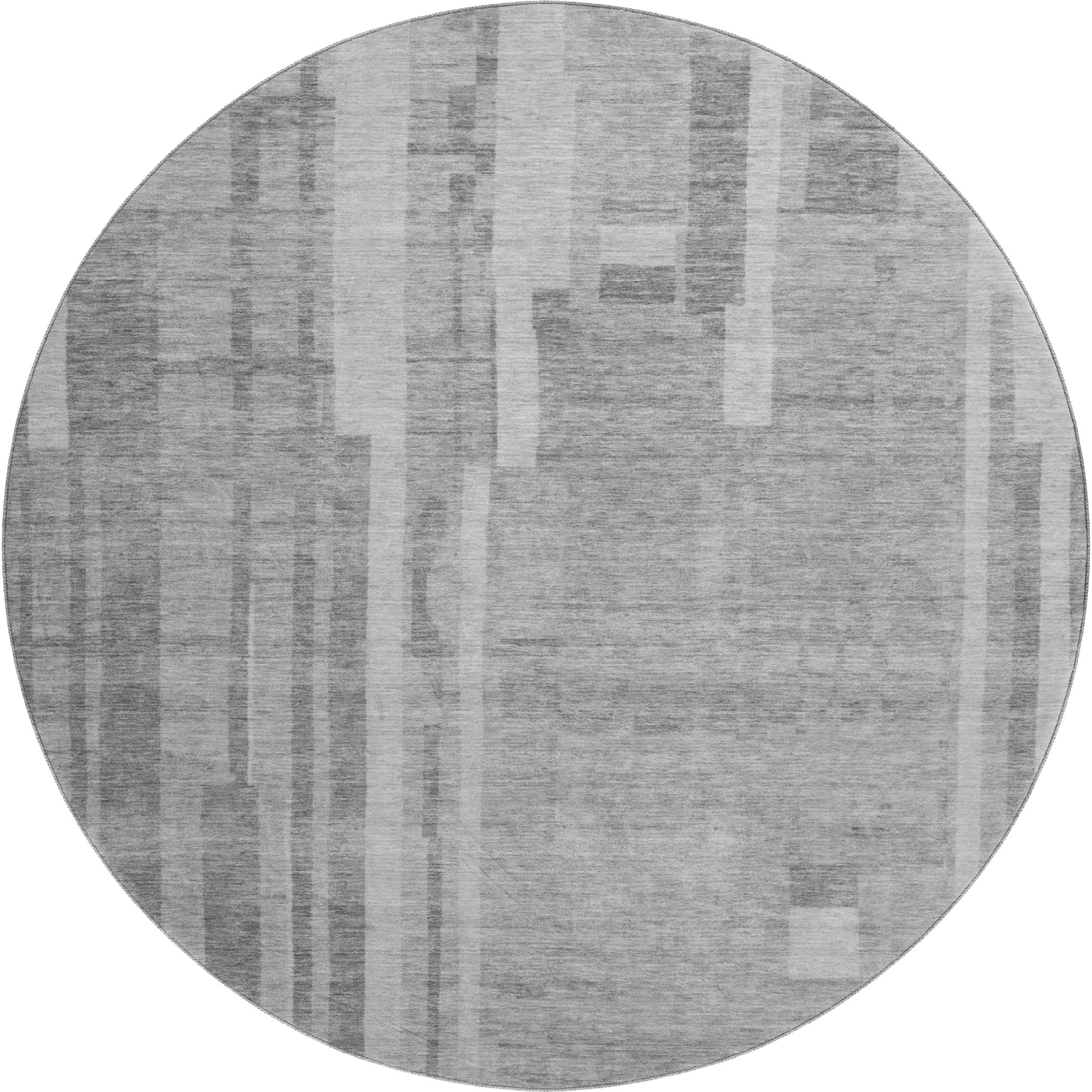 Santorini Machine Washable Transitional Gray Rug 8' x 8' #shape_Round
