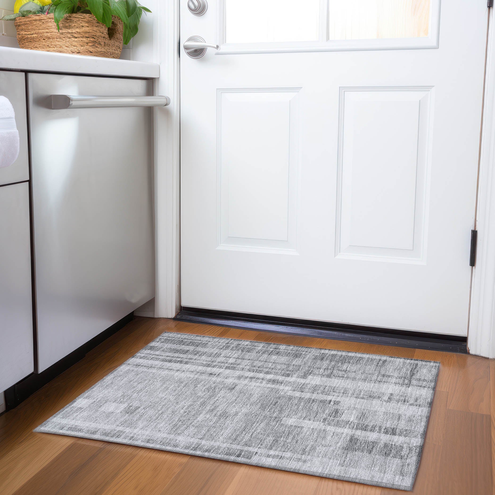 Santorini Machine Washable Transitional Gray Rug 1'8" x 2'6" #shape_Rectangle