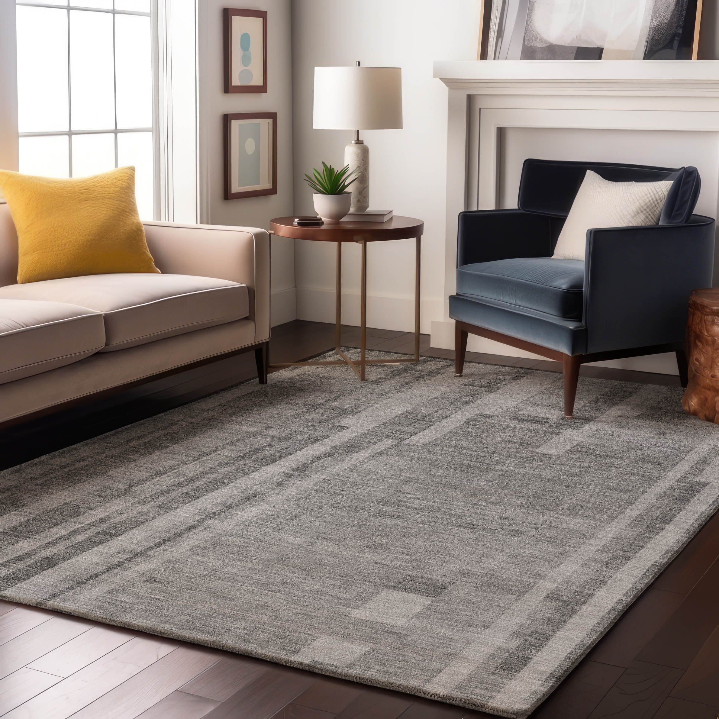 Santorini Machine Washable Transitional Gray Rug 2'6" x 3'10" #shape_Rectangle
