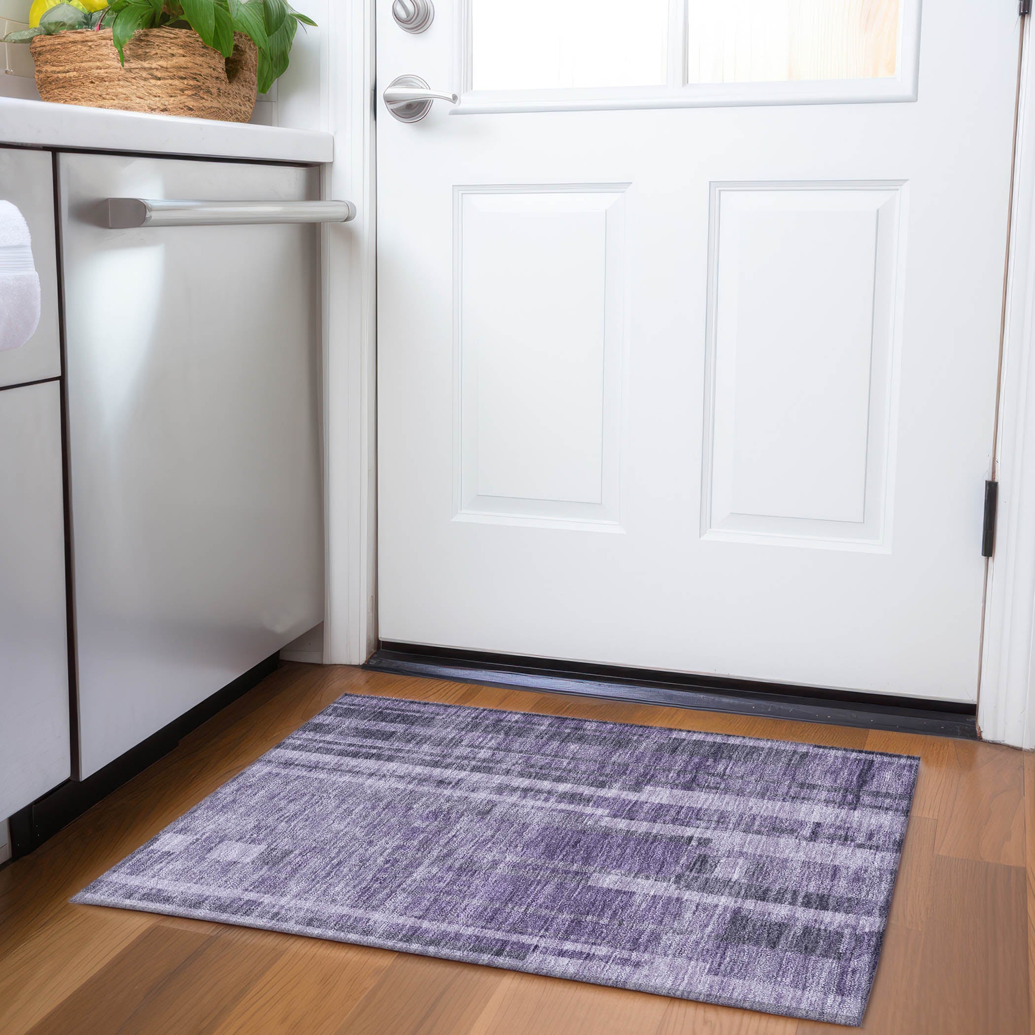 Santorini Machine Washable Transitional Purple Rug 1'8" x 2'6" #shape_Rectangle