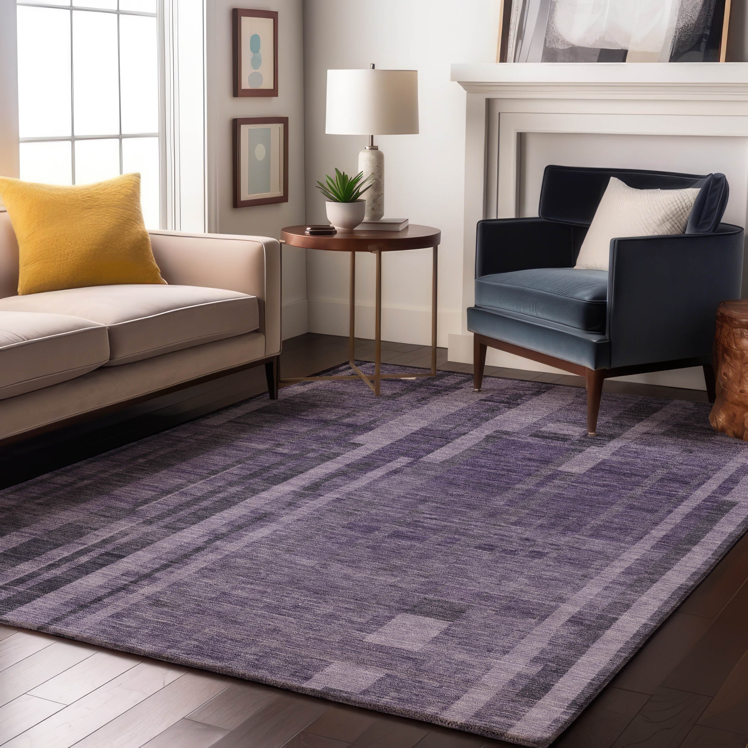 Santorini Machine Washable Transitional Purple Rug 2'6" x 3'10" #shape_Rectangle