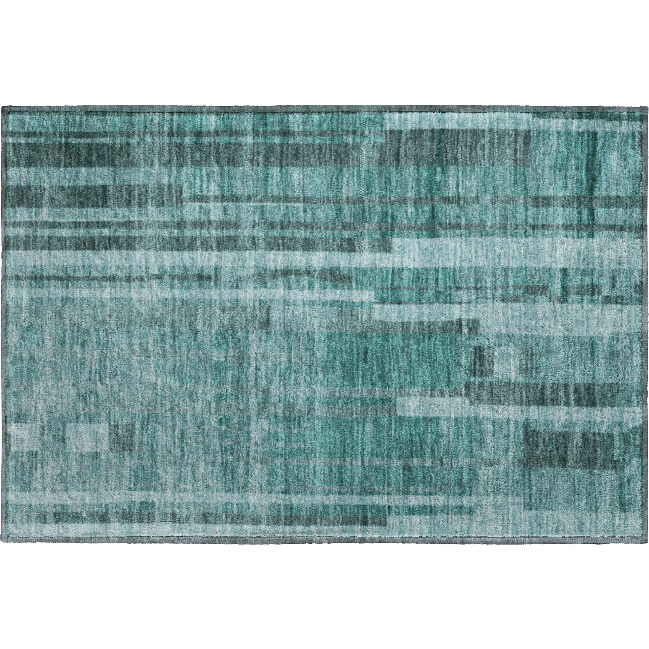 Santorini Machine Washable Transitional Teal Rug 1'8" x 2'6" #shape_Rectangle