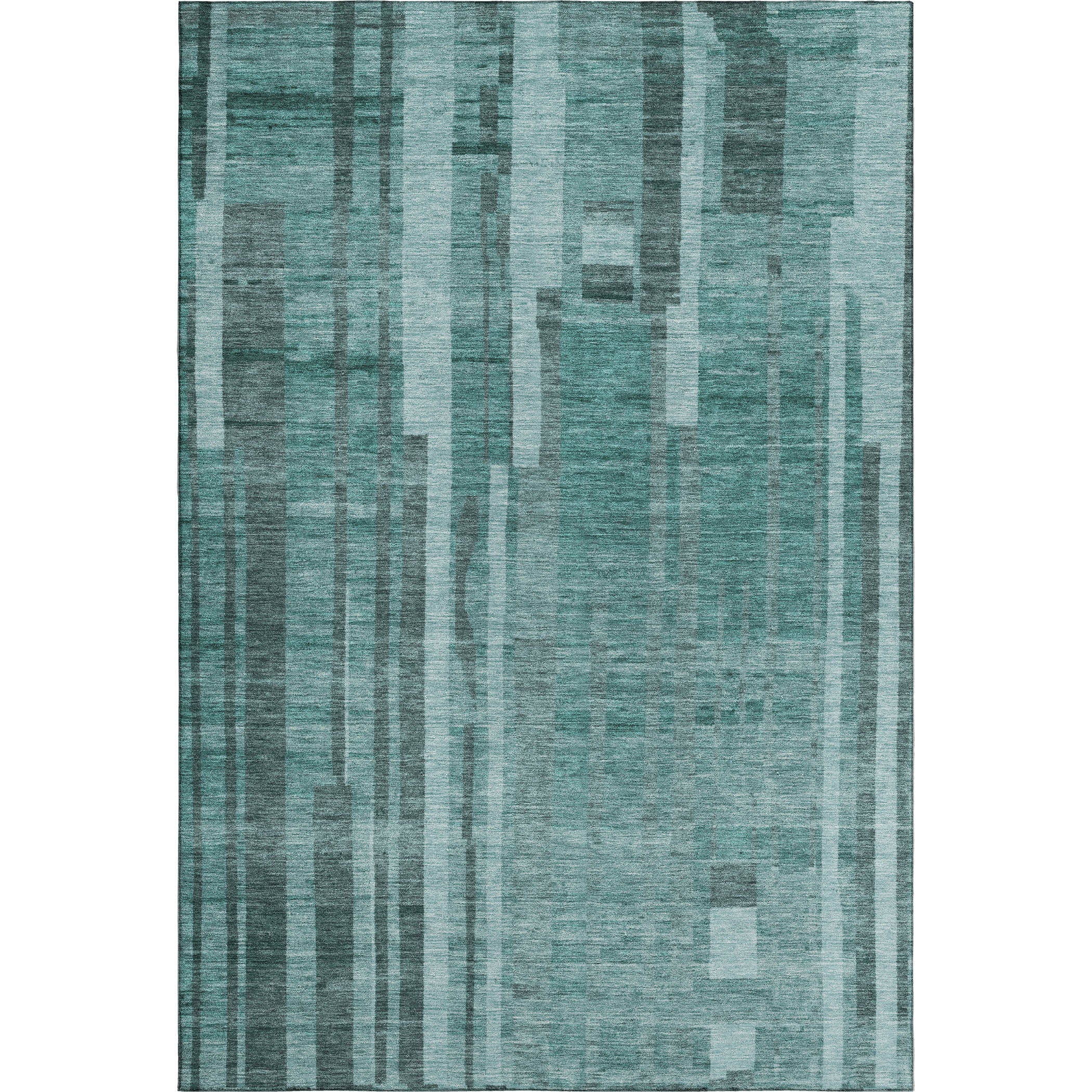 Santorini Machine Washable Transitional Teal Rug 2'6" x 3'10" #shape_Rectangle