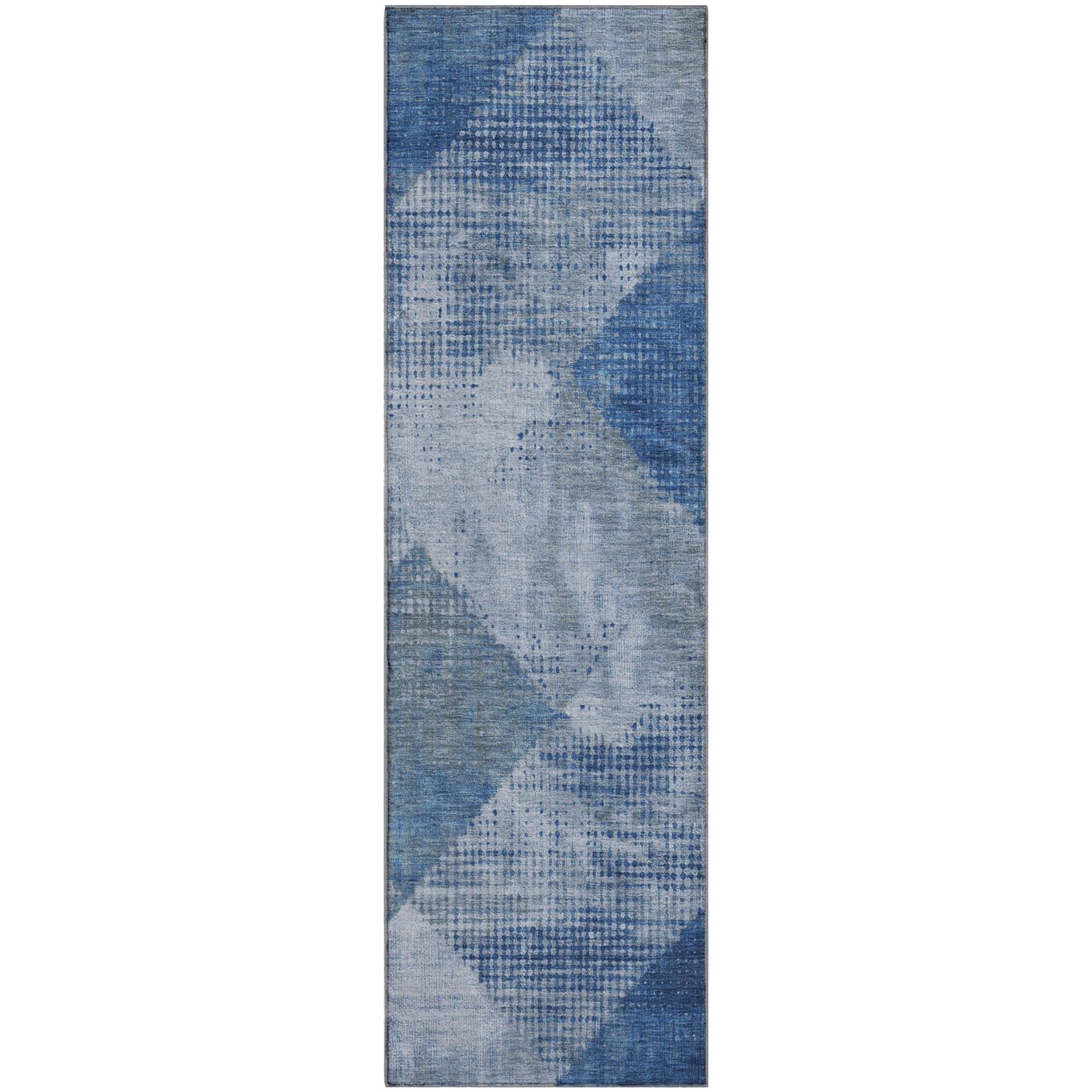Mostar Machine Washable Transitional Blue Rug 2'3" x 7'6" #shape_Runner