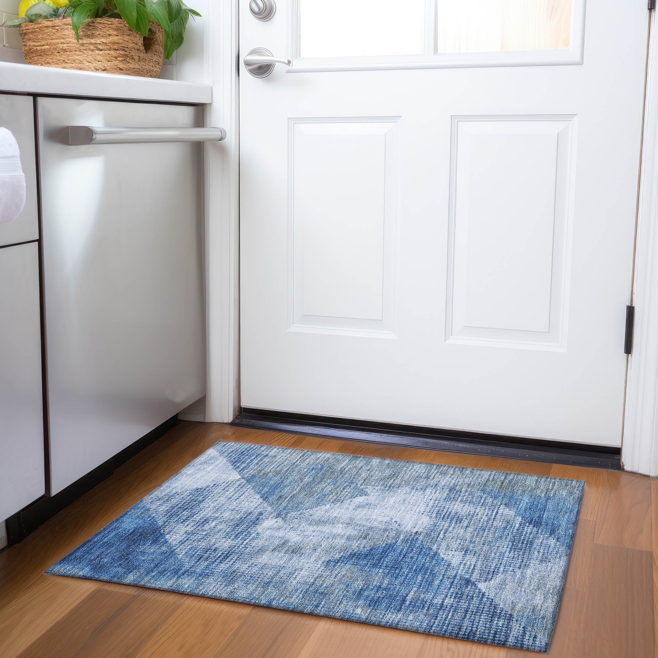 Mostar Machine Washable Transitional Blue Rug 1'8" x 2'6" #shape_Rectangle