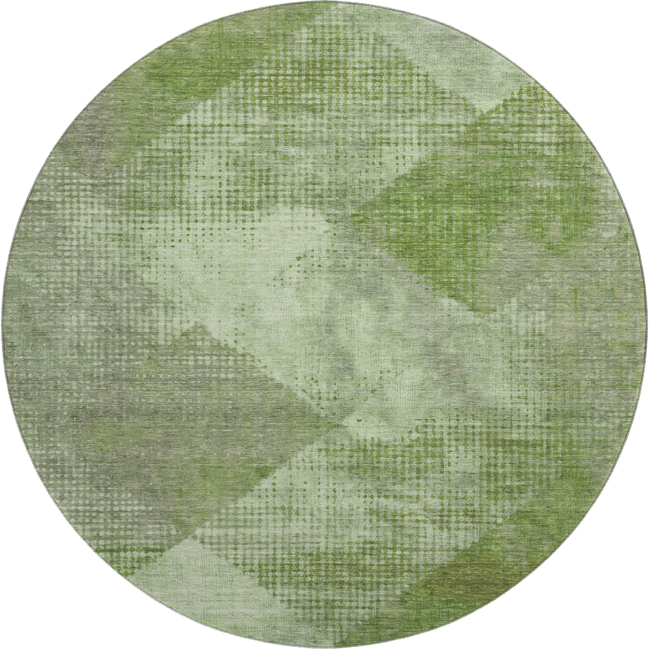 Mostar Machine Washable Transitional Green Rug 8' x 8' #shape_Round