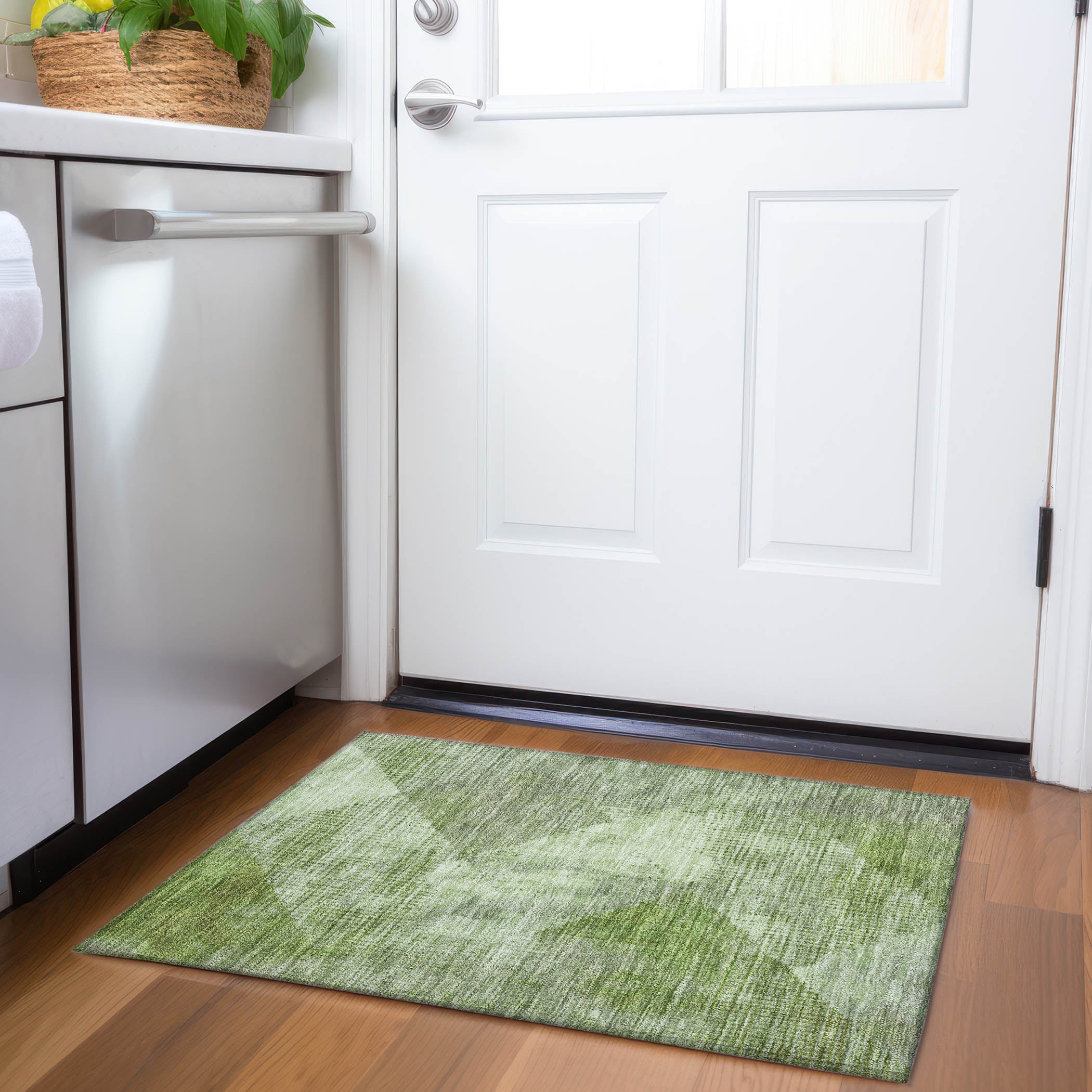 Mostar Machine Washable Transitional Green Rug 1'8" x 2'6" #shape_Rectangle