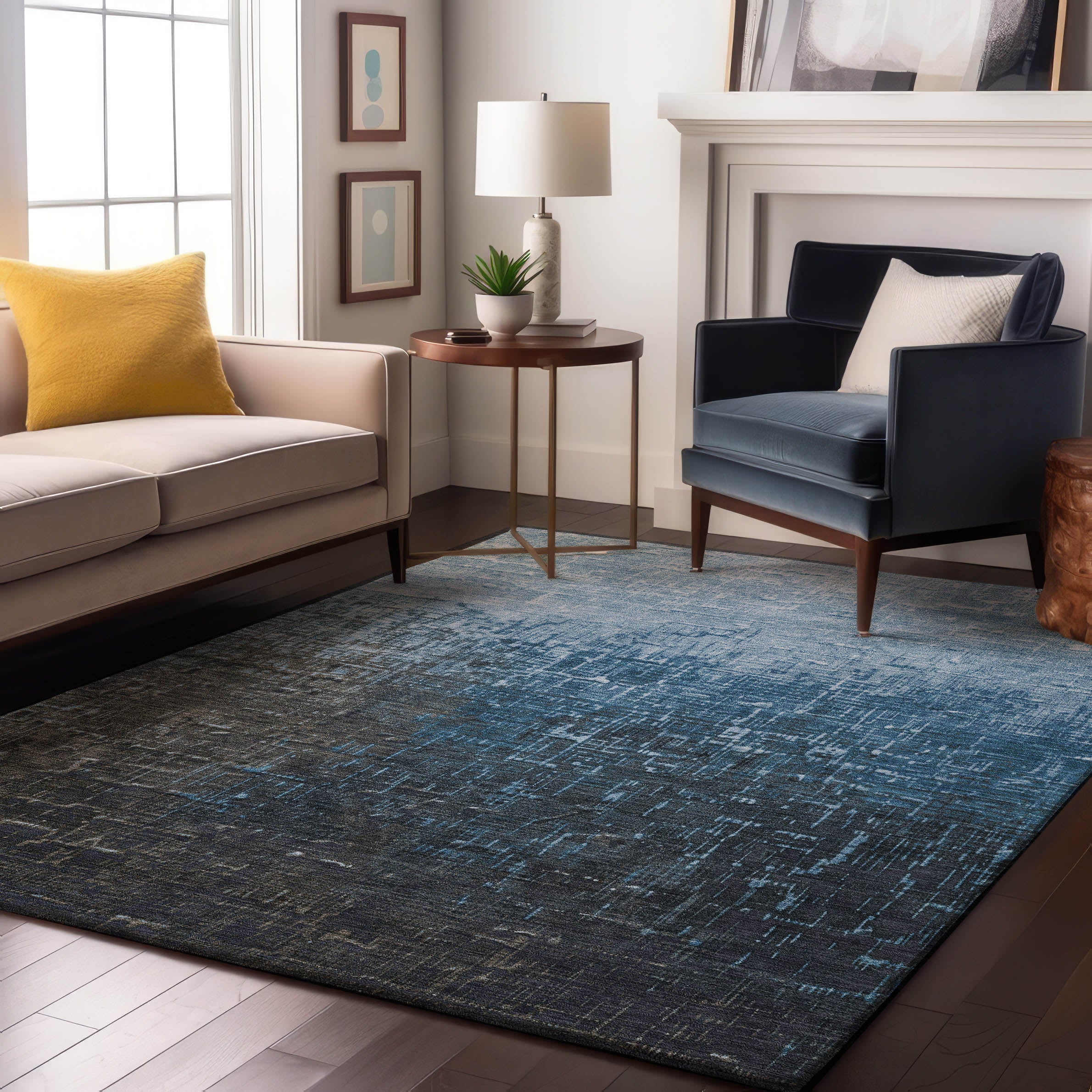 Marrakech Machine Washable Transitional Blue Rug 2'6" x 3'10" #shape_Rectangle