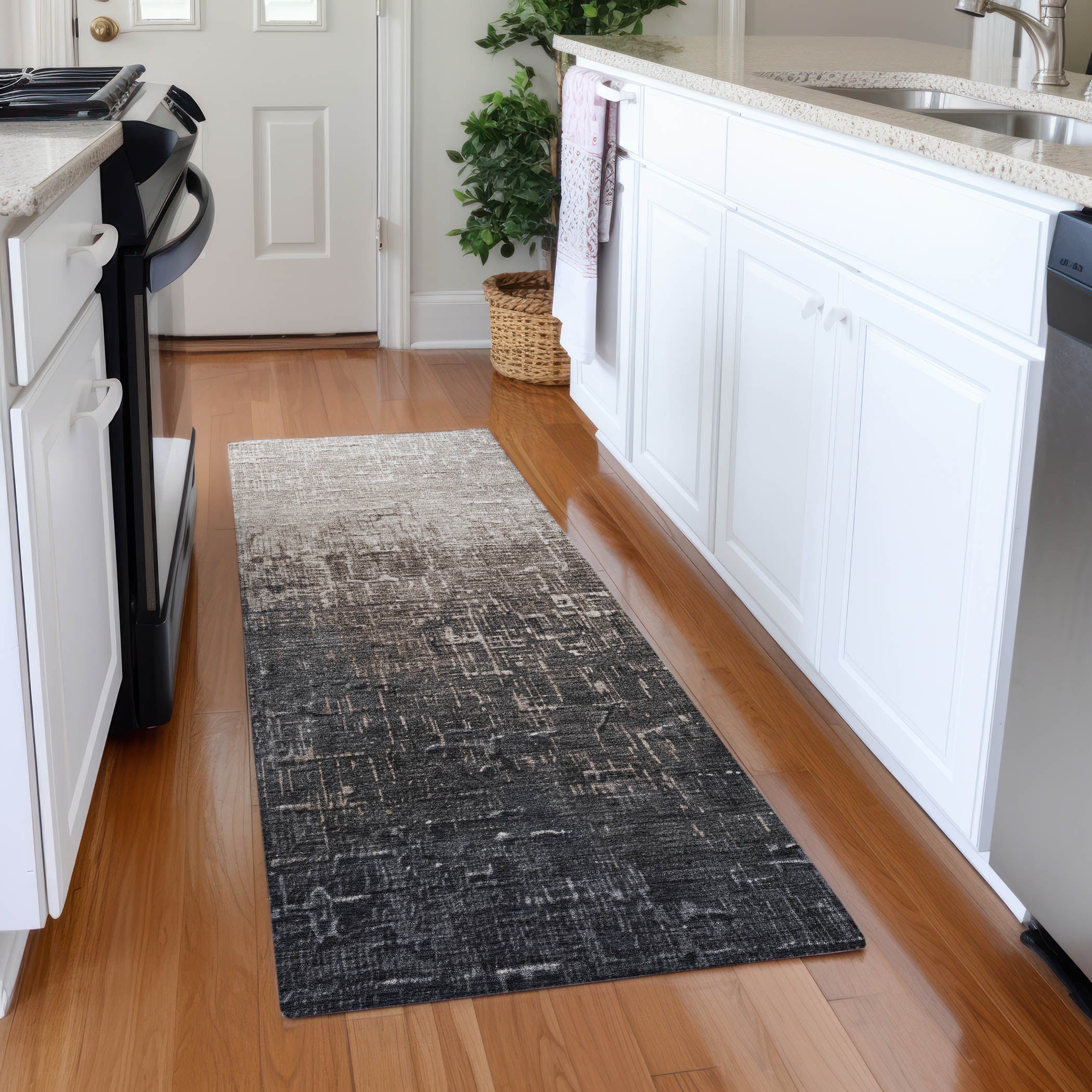 Marrakech Machine Washable Transitional Khaki Brown Rug 2'3" x 7'6" #shape_Runner