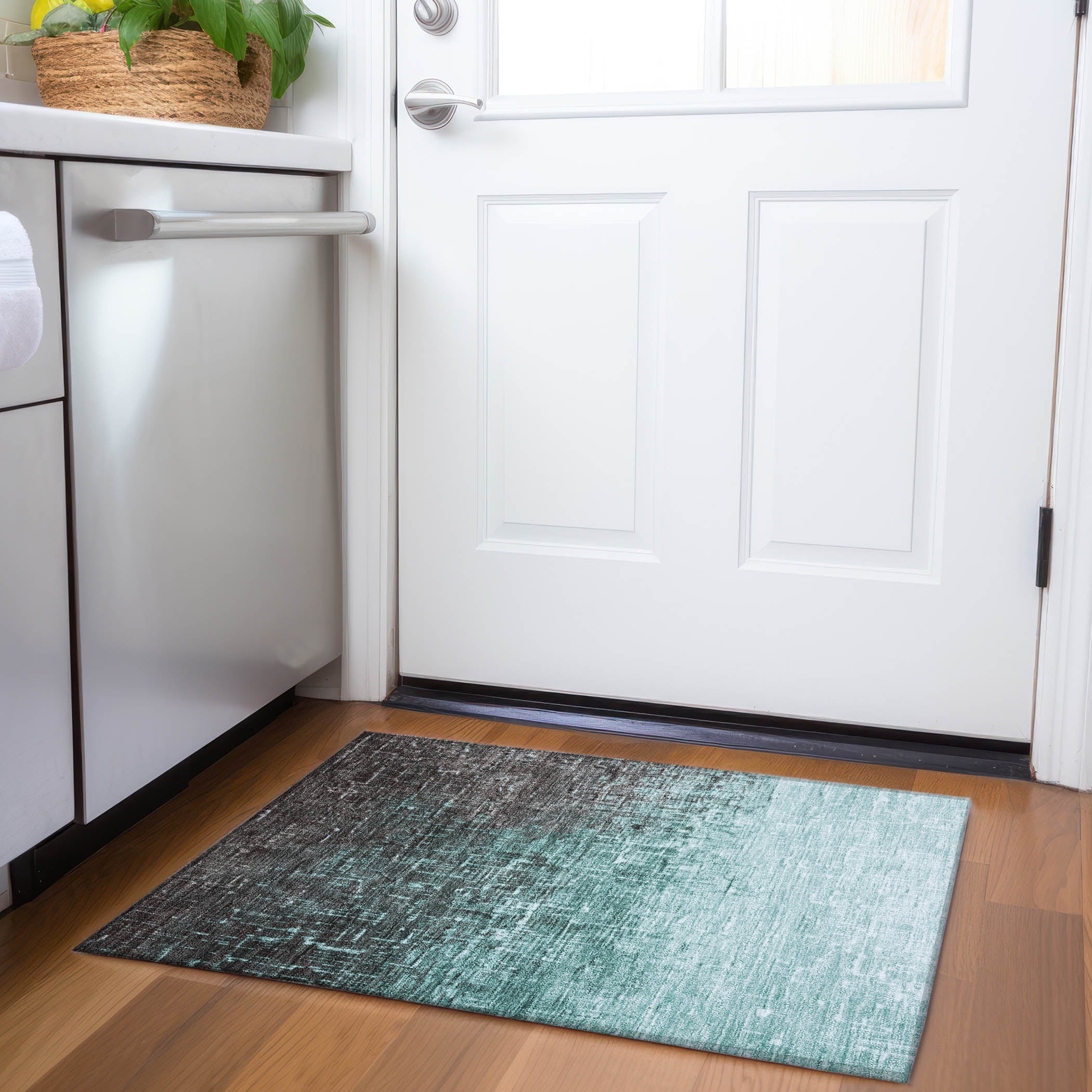 Marrakech Machine Washable Transitional Teal Rug 1'8" x 2'6" #shape_Rectangle