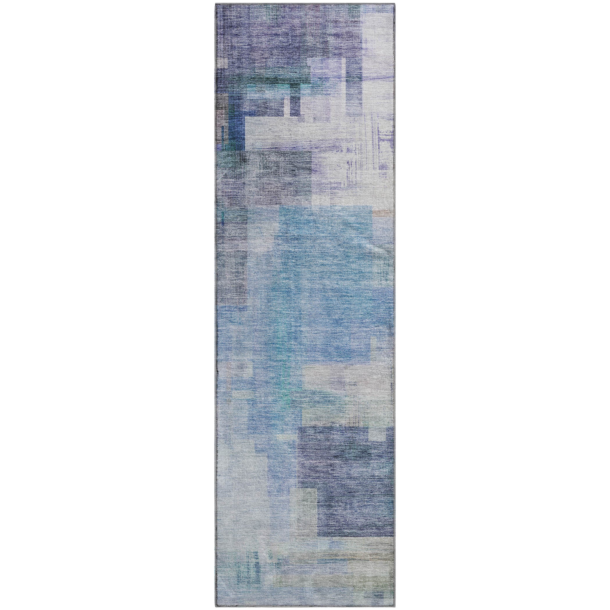 Havana Machine Washable Transitional Blue Rug 2'3" x 7'6" #shape_Runner