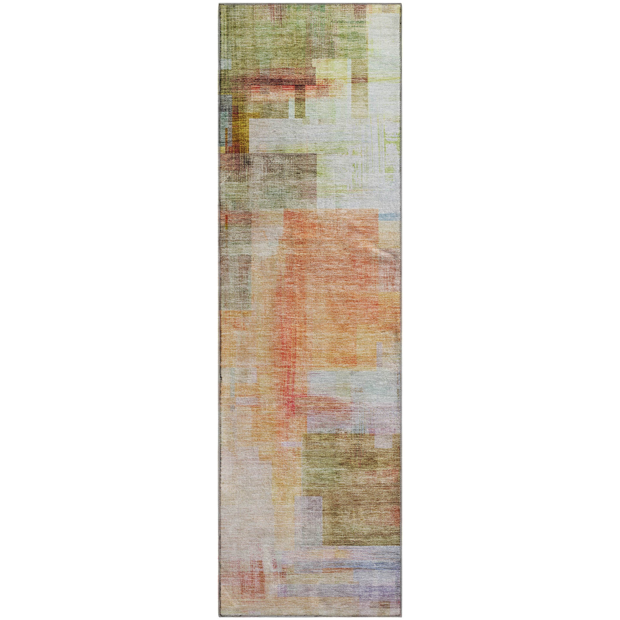 Havana Machine Washable Transitional Coral Orange Rug 2'3" x 7'6" #shape_Runner