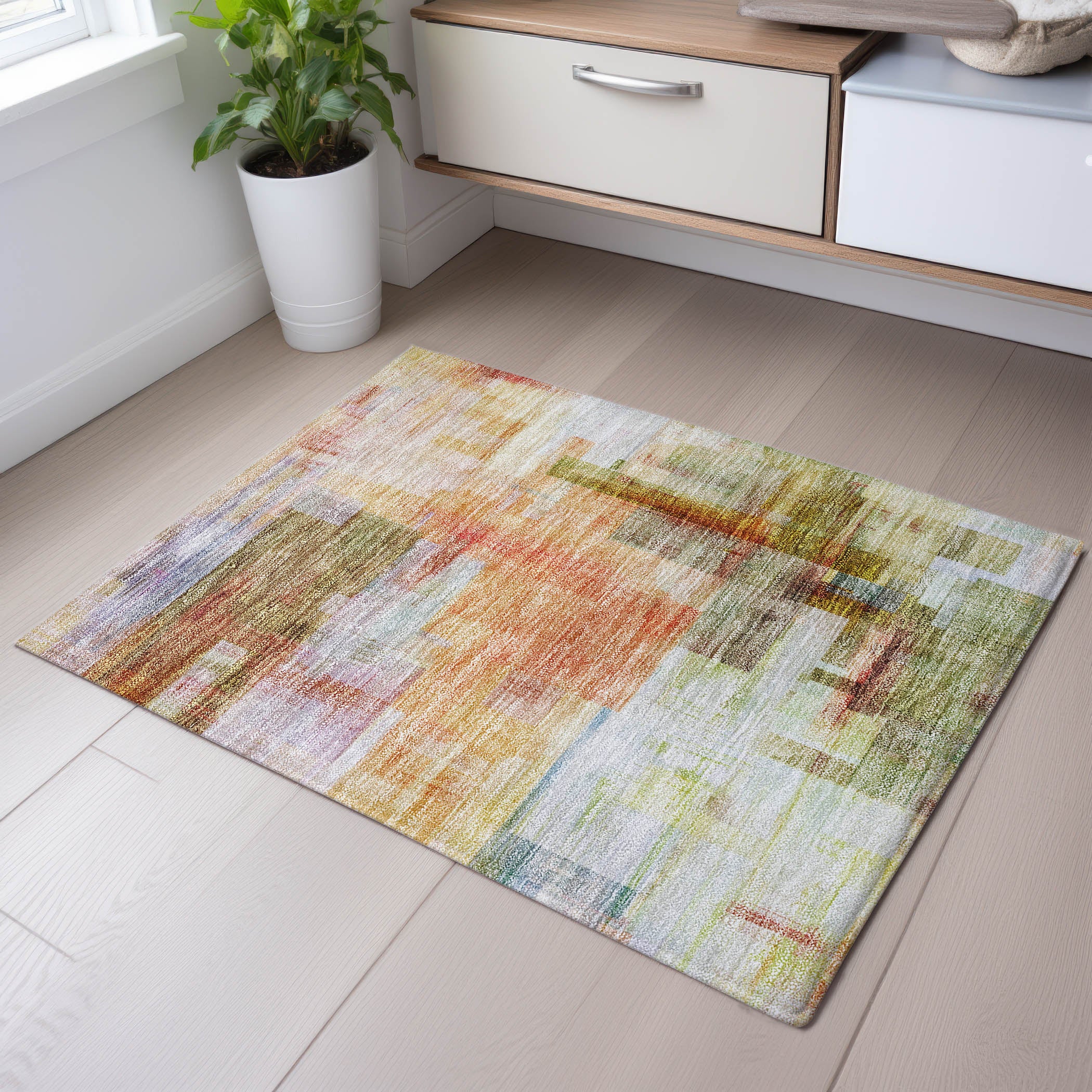 Havana Machine Washable Transitional Coral Orange Rug 1'8" x 2'6" #shape_Rectangle