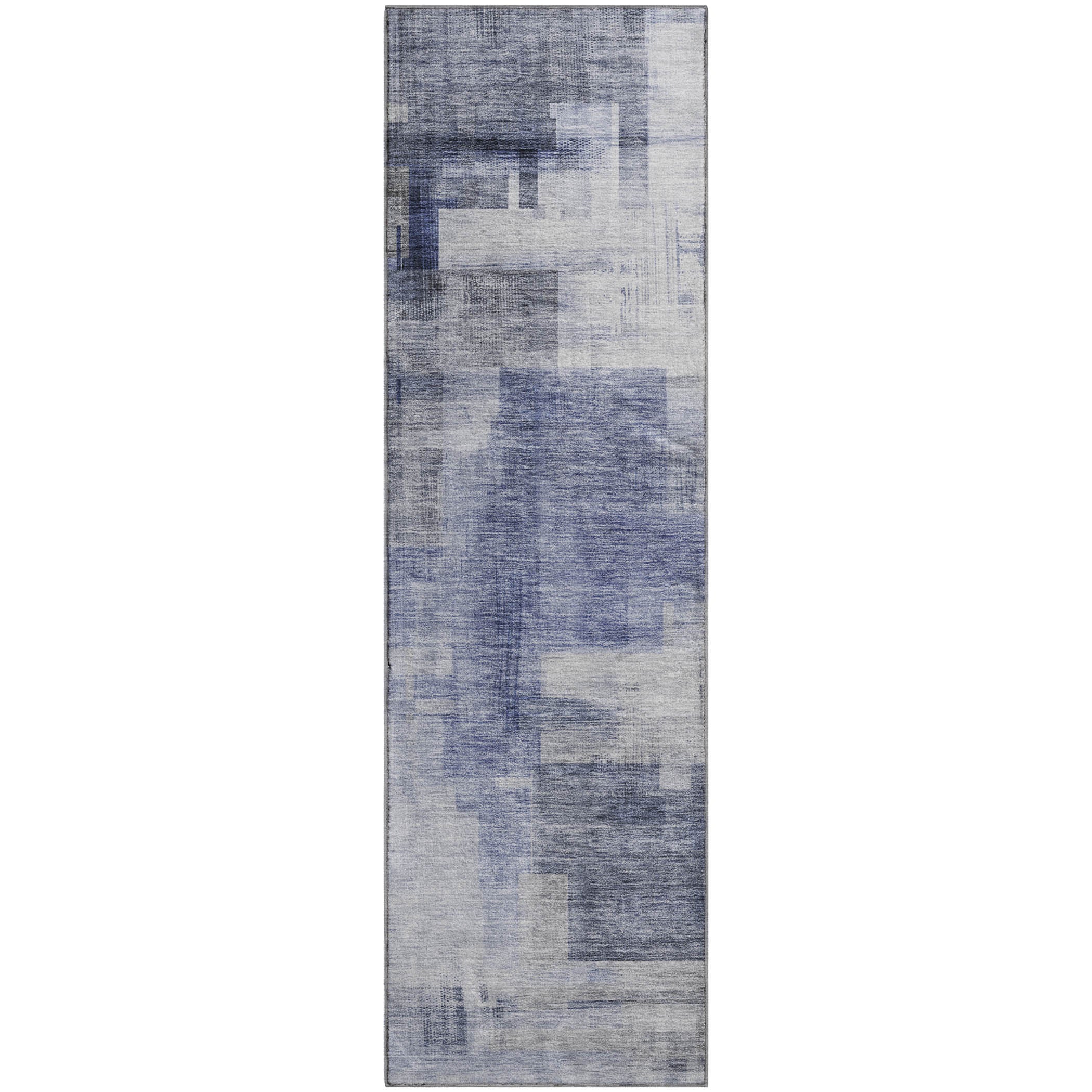 Havana Machine Washable Transitional Denim Blue Rug 2'3" x 7'6" #shape_Runner