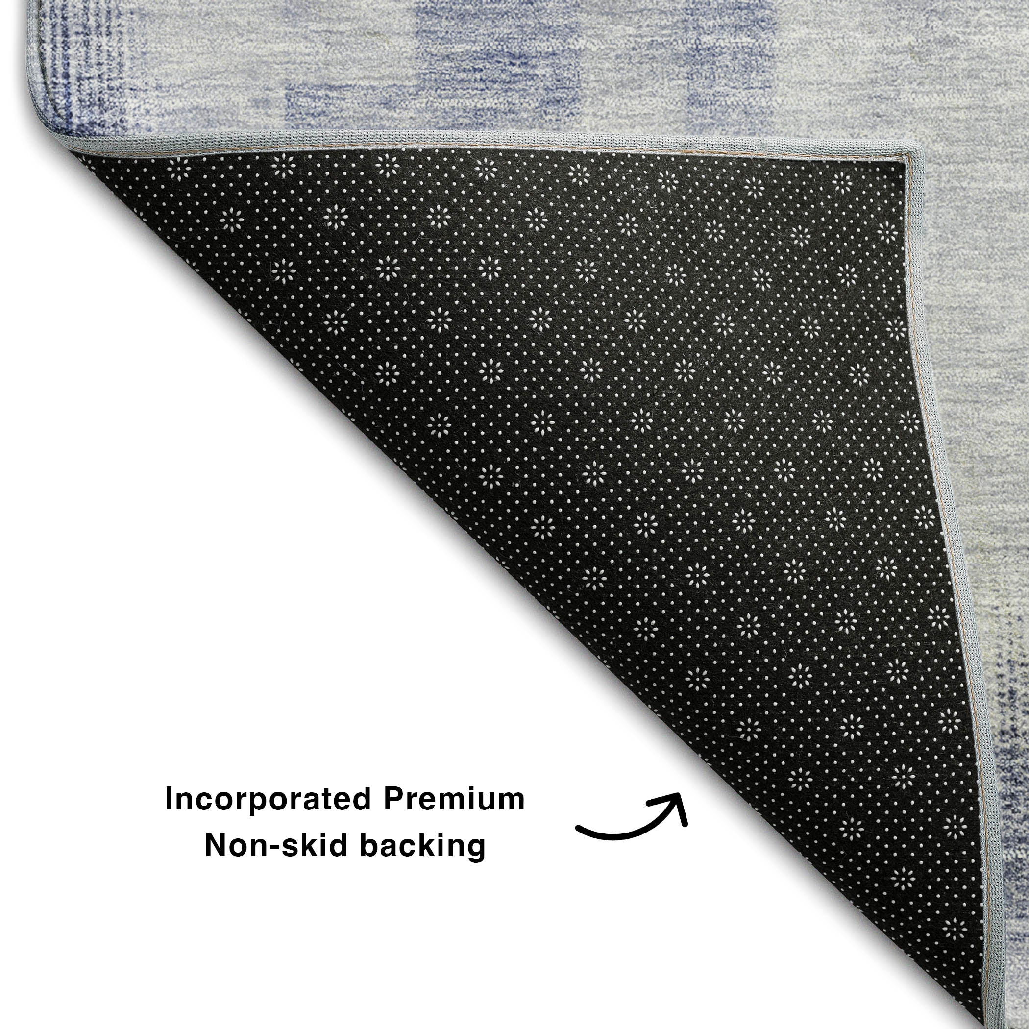 Havana Machine Washable Transitional Denim Blue Rug 1'8" x 2'6" #shape_Rectangle