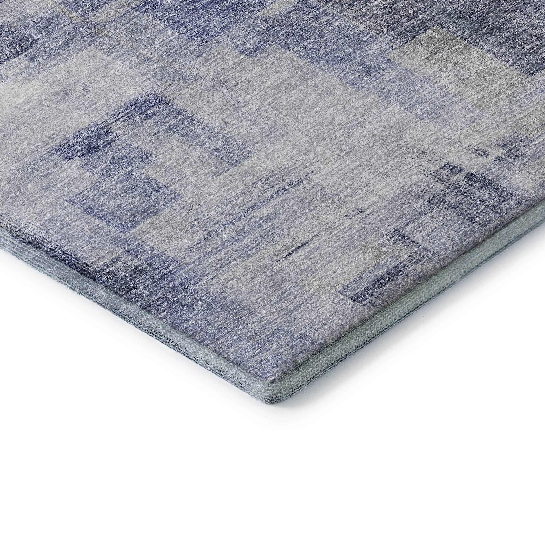 Havana Machine Washable Transitional Denim Blue Rug 1'8" x 2'6" #shape_Rectangle