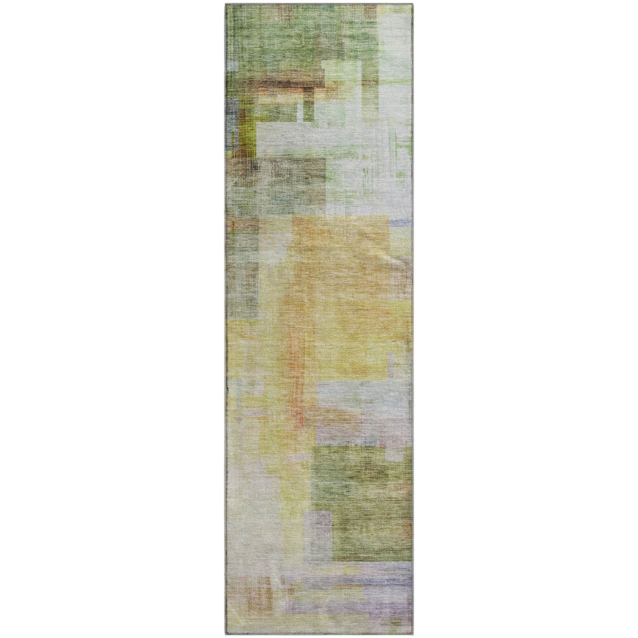 Havana Machine Washable Transitional Green Rug 2'3" x 7'6" #shape_Runner