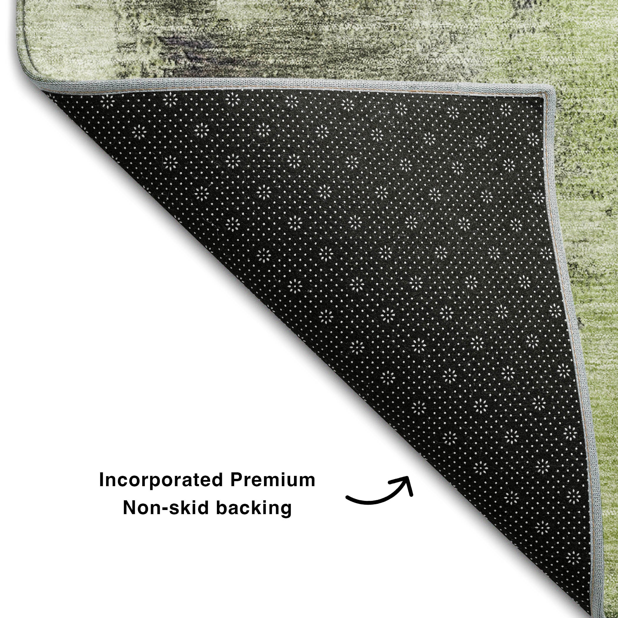 Luang Prabang Machine Washable Transitional Fern Green Rug 1'8" x 2'6" #shape_Rectangle