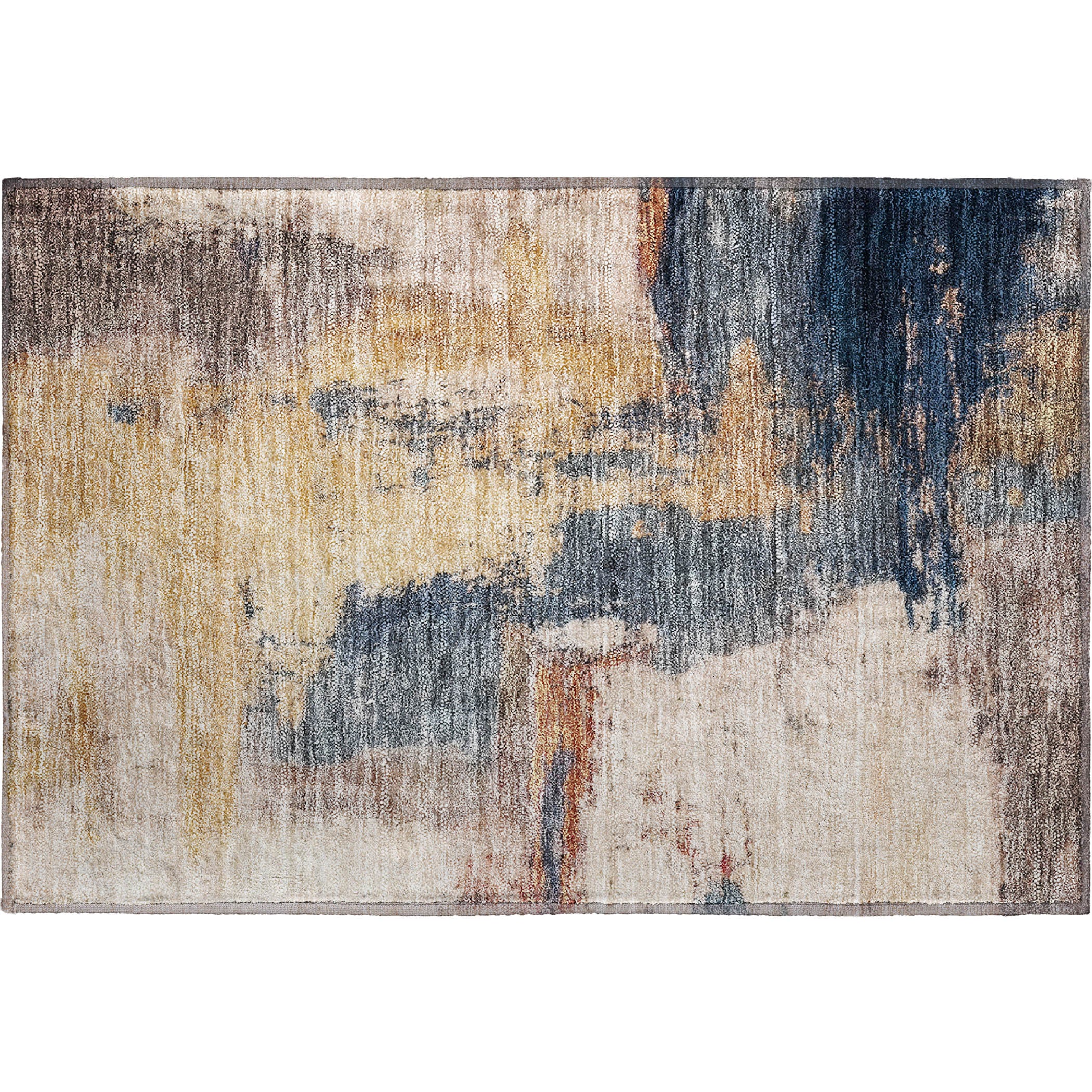 Luang Prabang Machine Washable Transitional Gold Rug 1'8" x 2'6" #shape_Rectangle