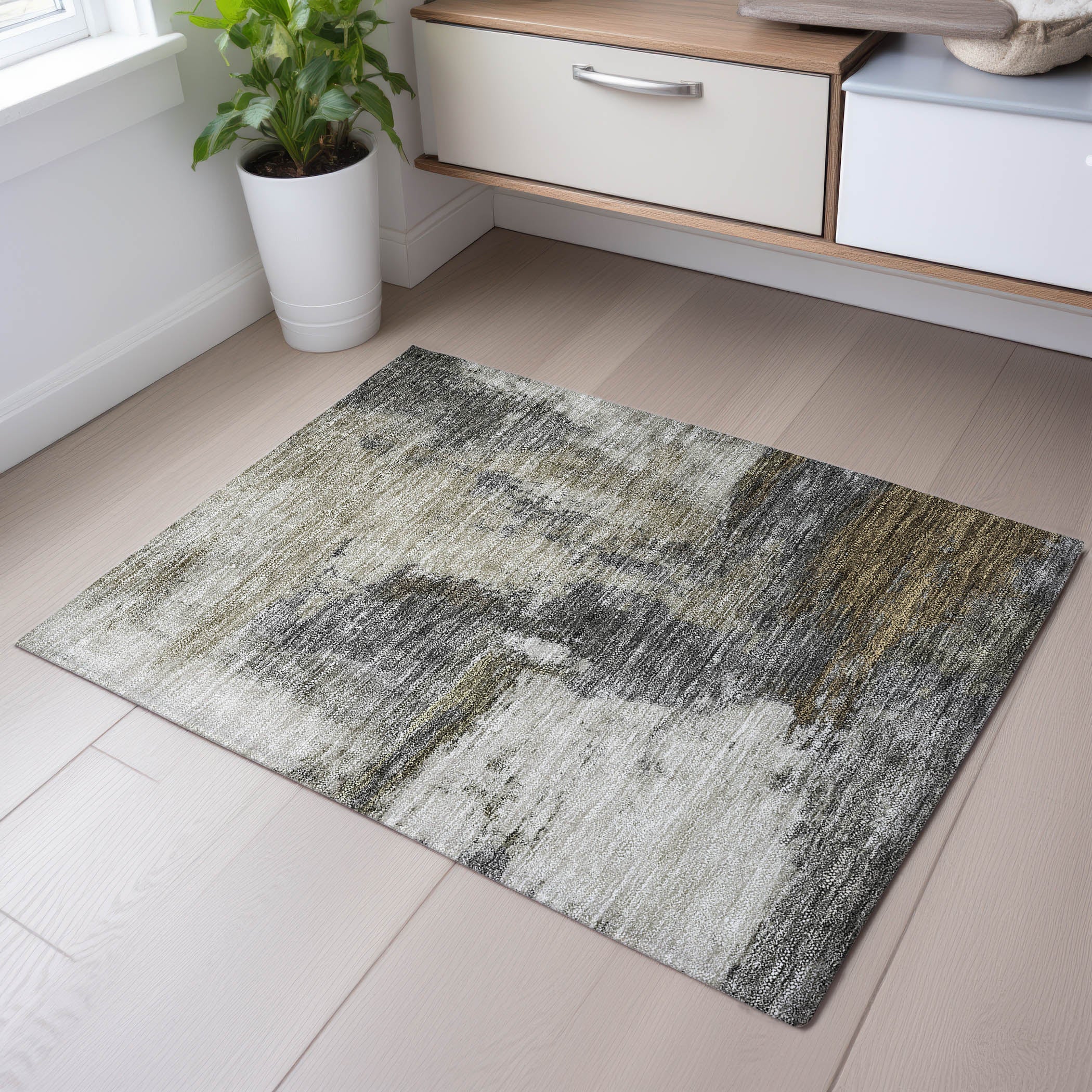 Luang Prabang Machine Washable Transitional Gray Rug 1'8" x 2'6" #shape_Rectangle