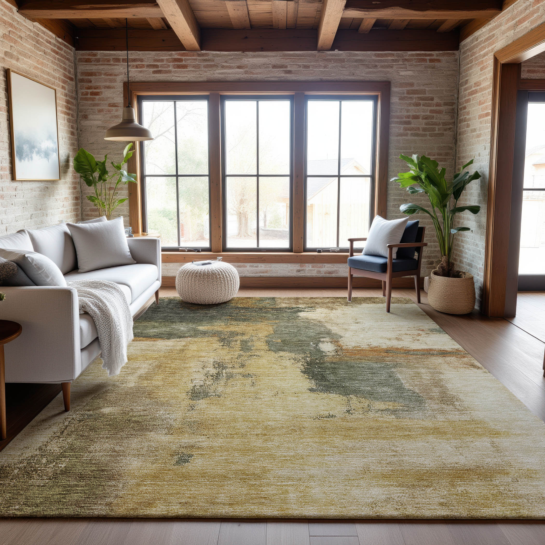 Luang Prabang Machine Washable Transitional Sage Green Rug 2'6" x 3'10" #shape_Rectangle