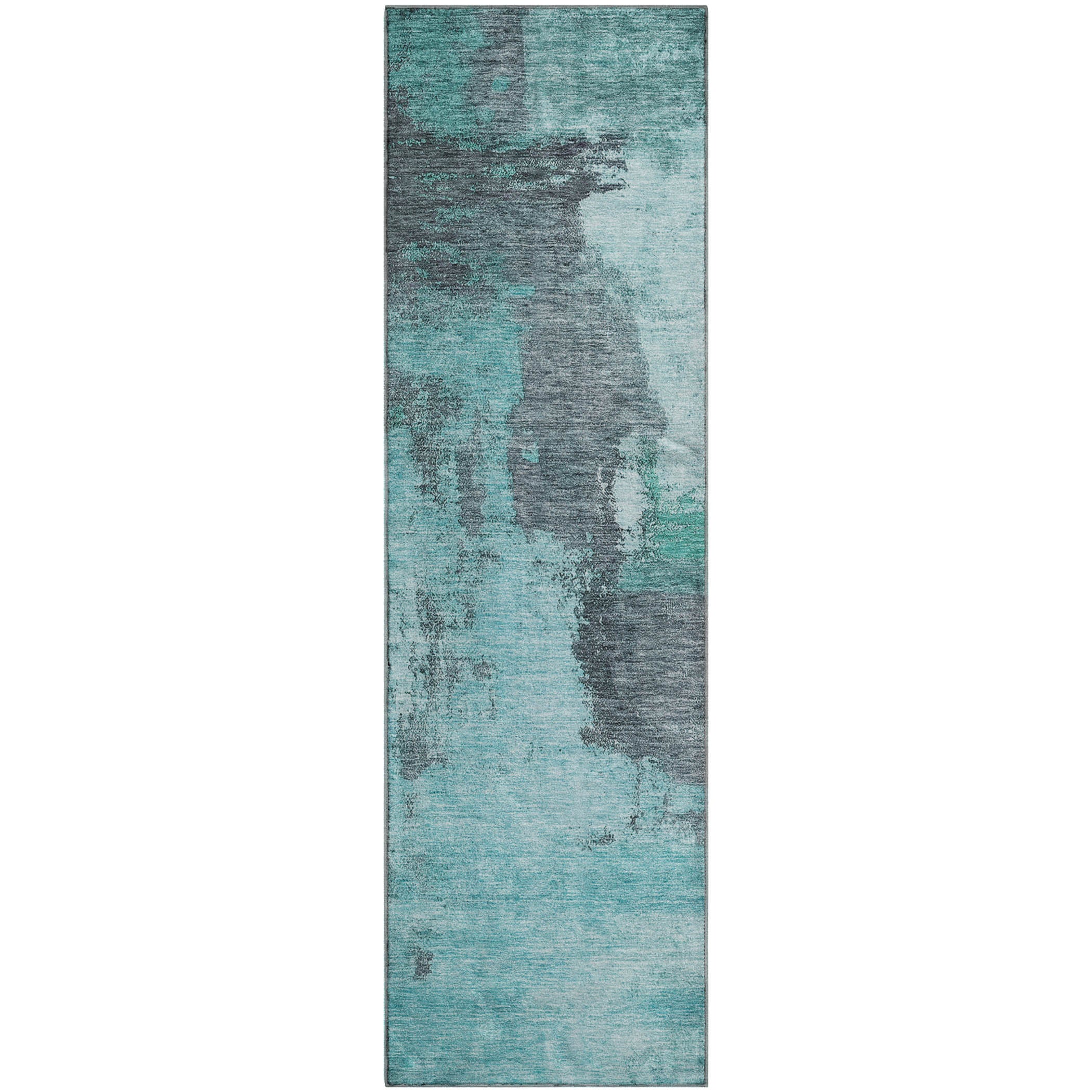 Luang Prabang Machine Washable Transitional Teal Rug 2'3" x 7'6" #shape_Runner