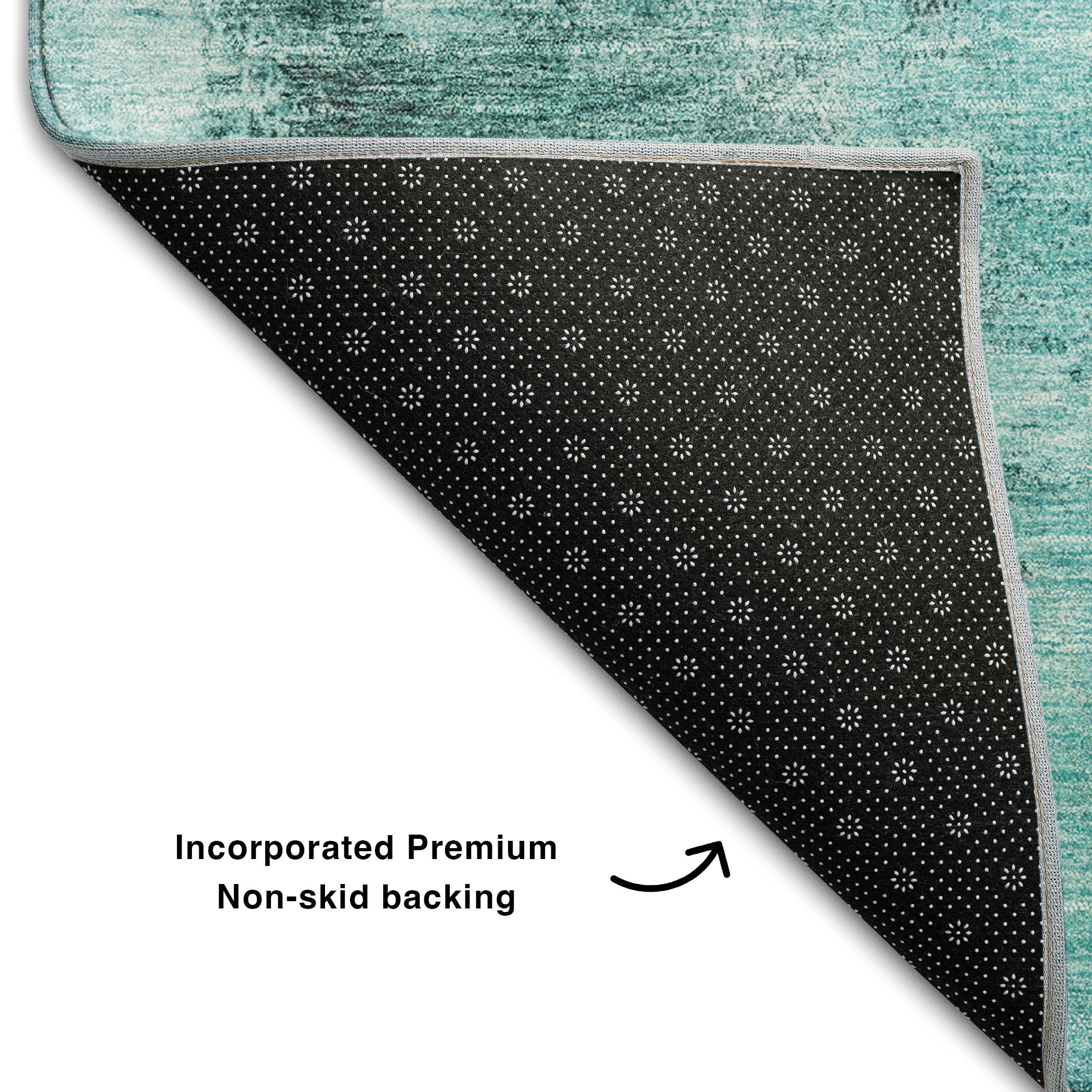 Luang Prabang Machine Washable Transitional Teal Rug 1'8" x 2'6" #shape_Rectangle