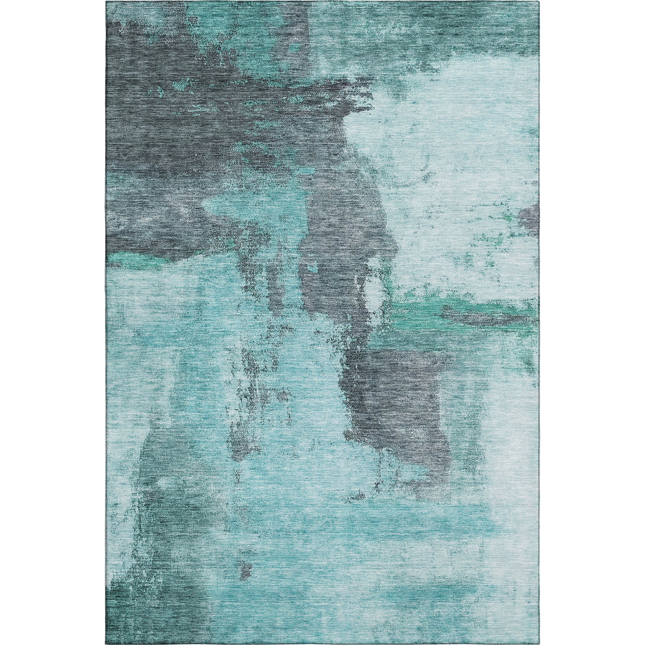 Luang Prabang Machine Washable Transitional Teal Rug 2'6" x 3'10" #shape_Rectangle