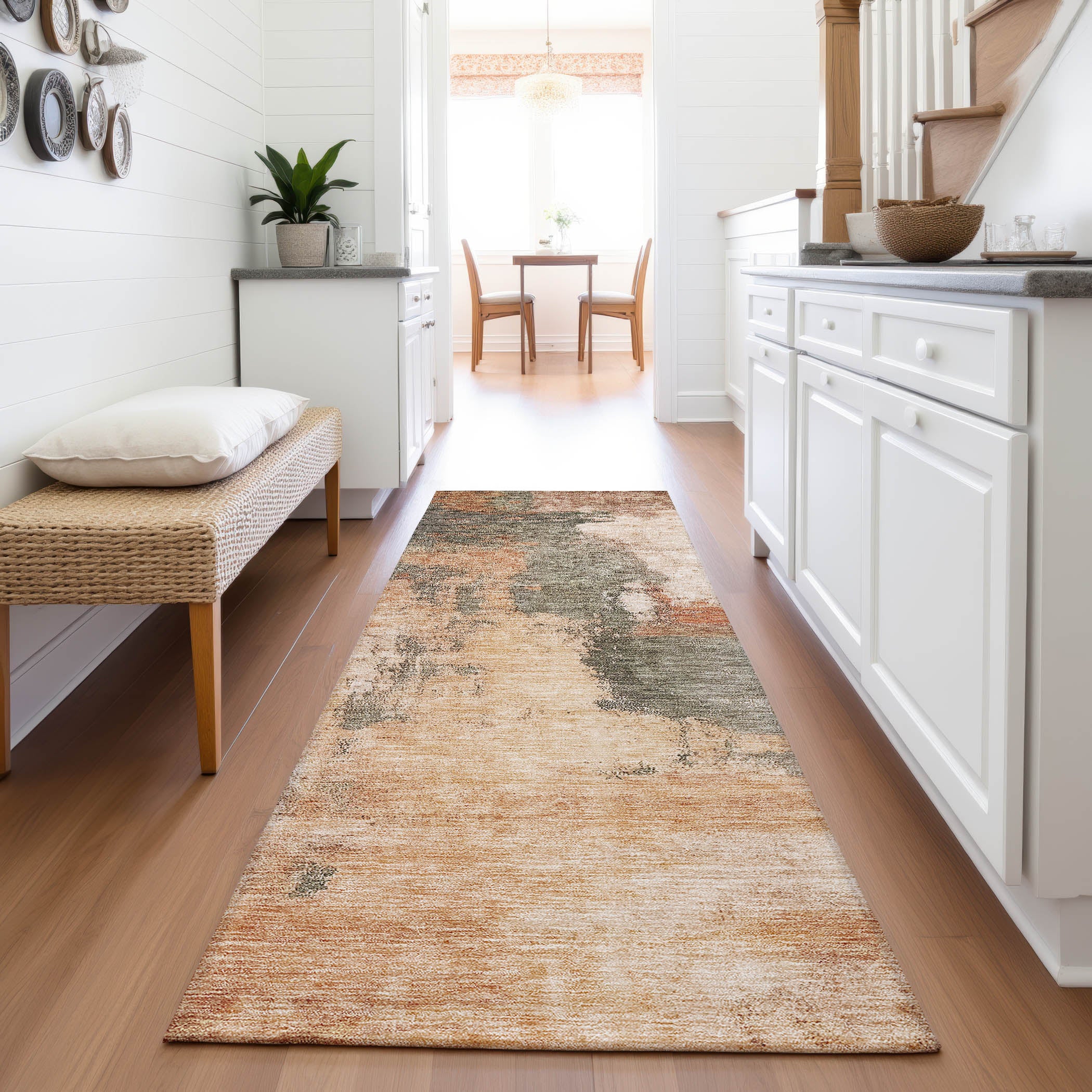 Luang Prabang Machine Washable Transitional Terracotta Orange Rug 2'3" x 7'6" #shape_Runner