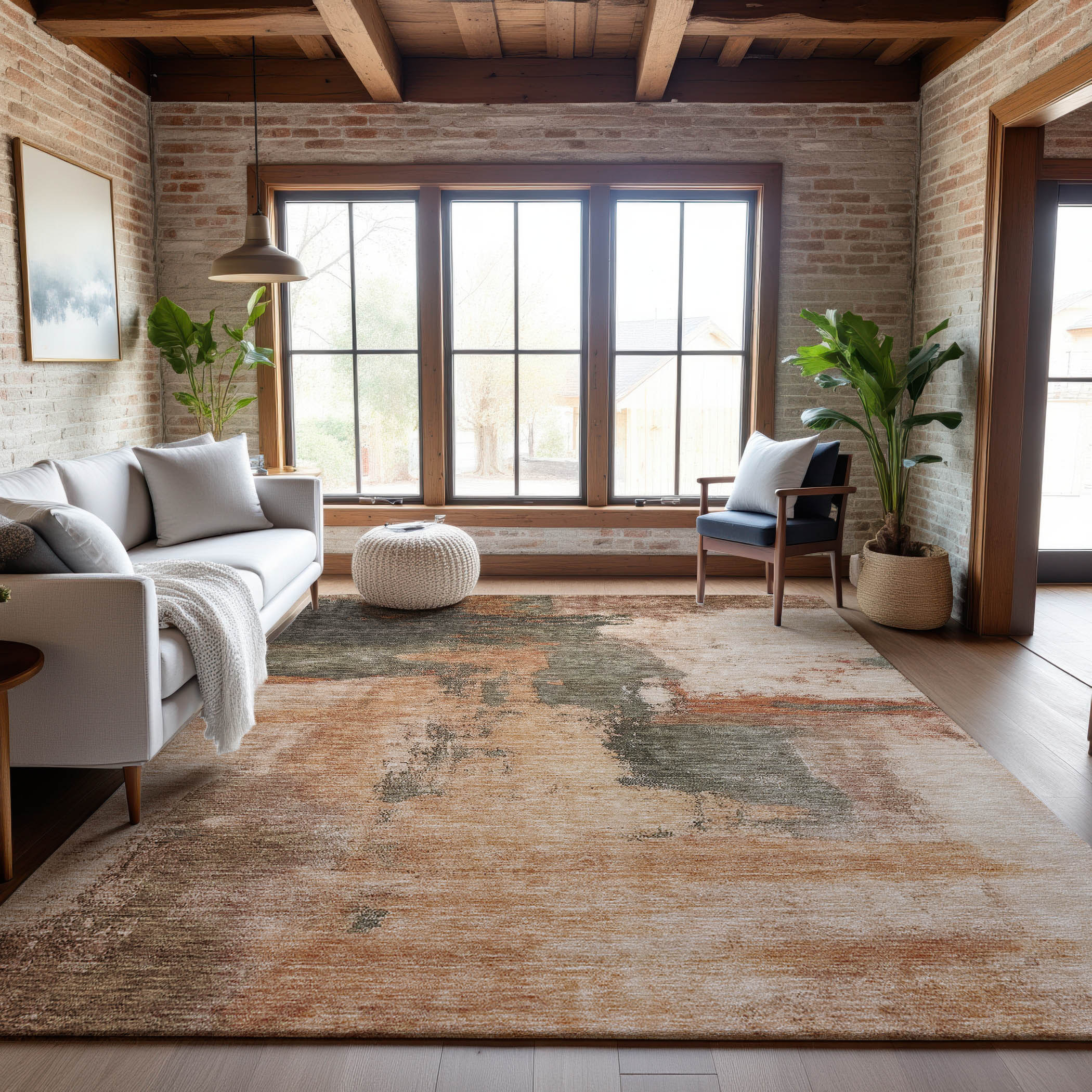 Luang Prabang Machine Washable Transitional Terracotta Orange Rug 2'6" x 3'10" #shape_Rectangle