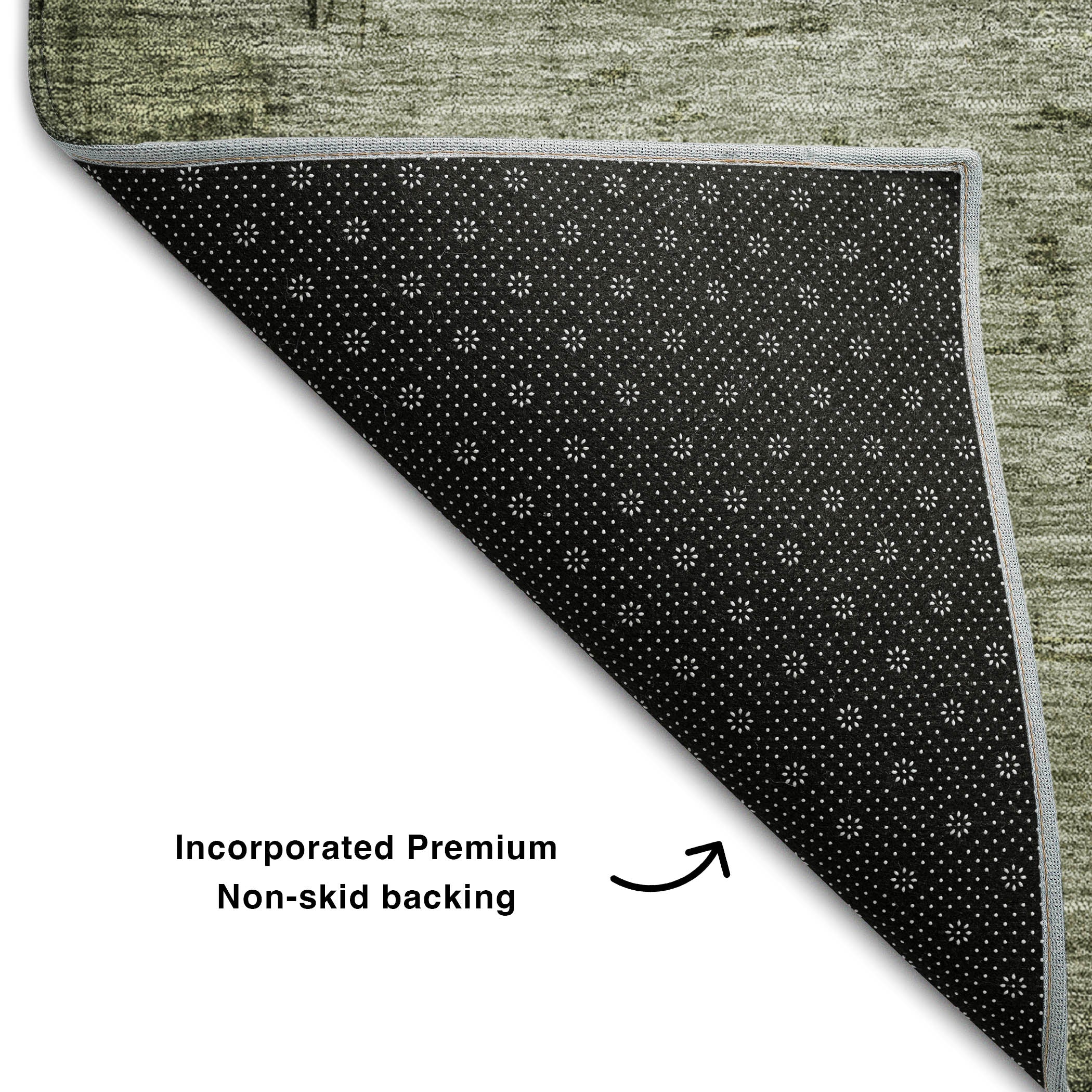 Kathmandu Machine Washable Transitional Fern Green Rug 1'8" x 2'6" #shape_Rectangle