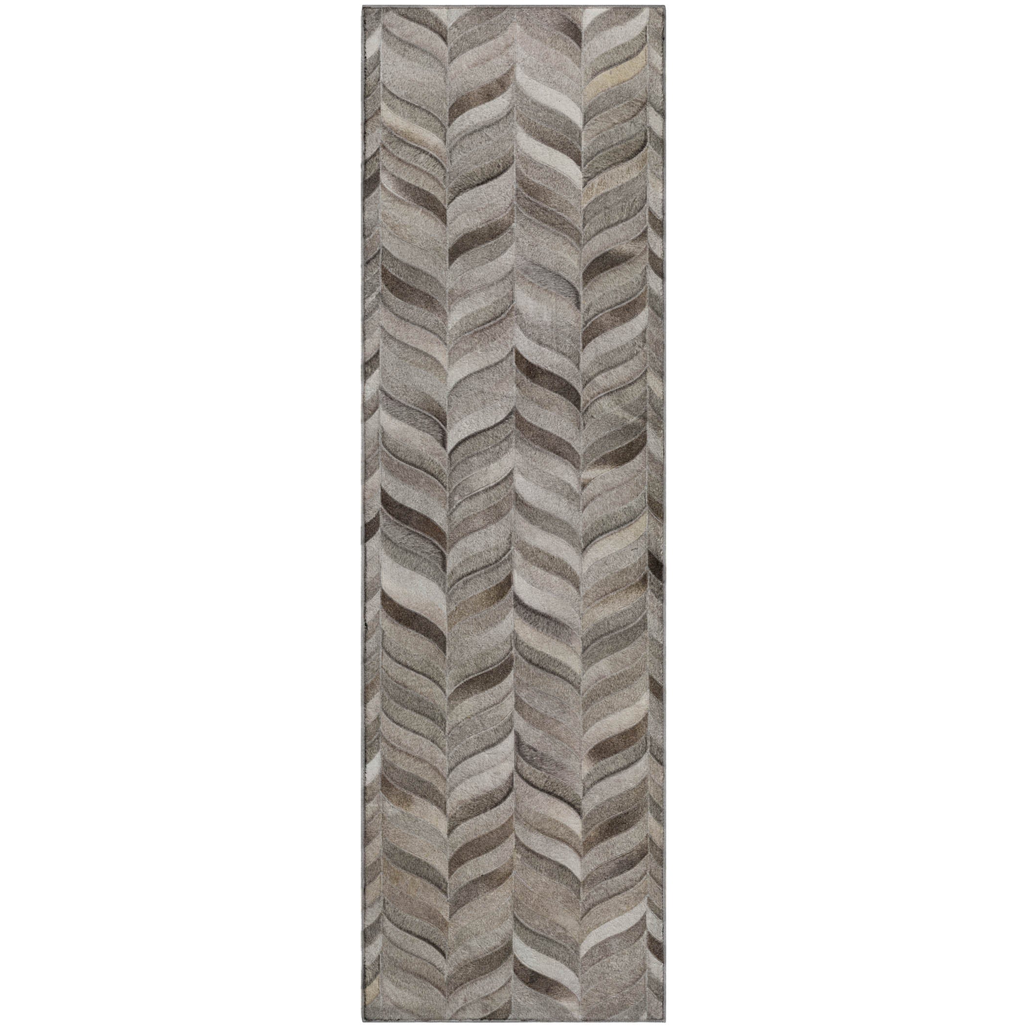 Cartagena Machine Washable Cowhide Gray Rug 2'3" x 7'6" #shape_Runner