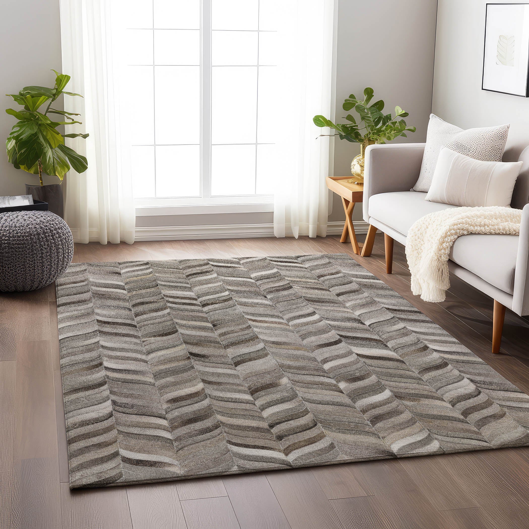 Cartagena Machine Washable Cowhide Gray Rug 2'6" x 3'10" #shape_Rectangle