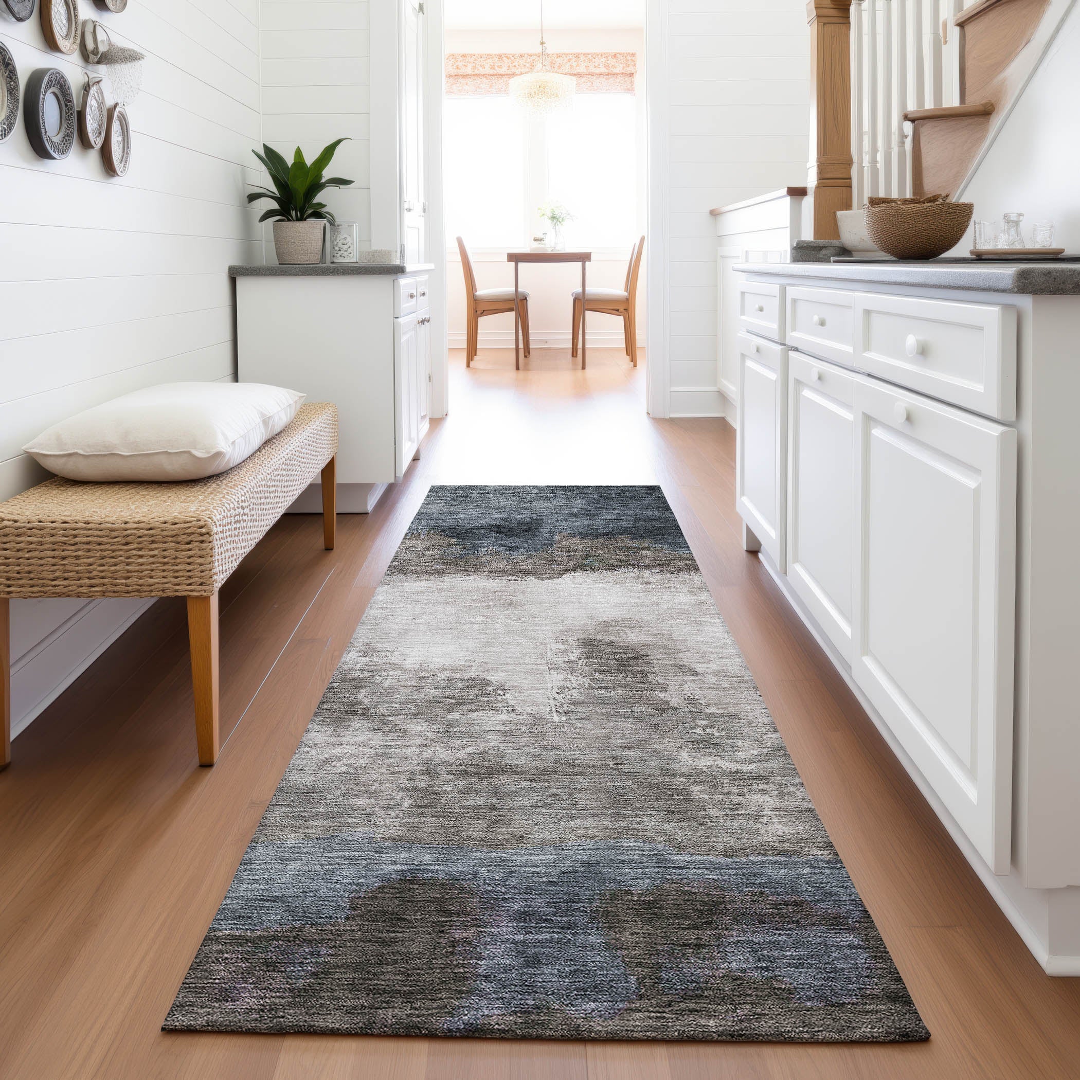 Tallinn Machine Washable Transitional Gray Rug 2'3" x 7'6" #shape_Runner