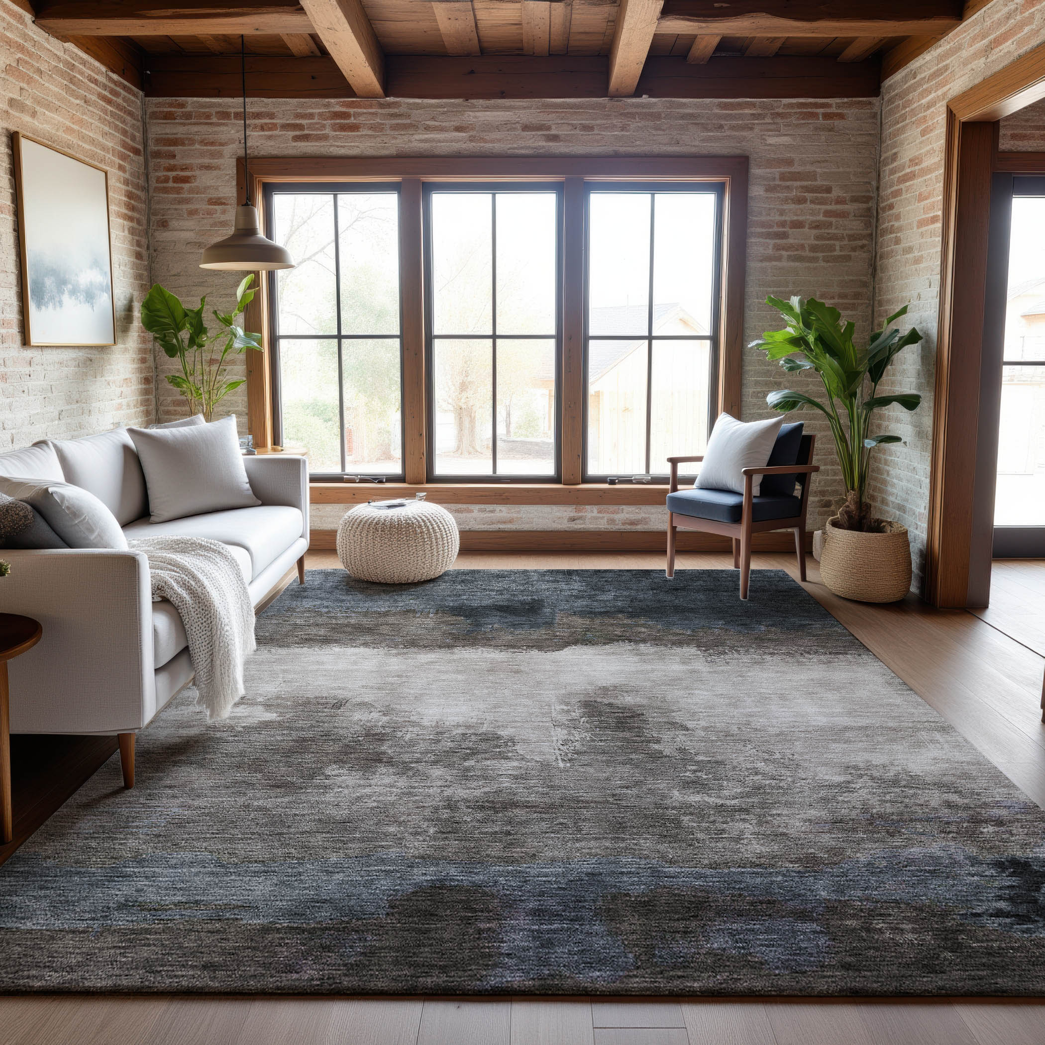 Tallinn Machine Washable Transitional Gray Rug 2'6" x 3'10" #shape_Rectangle