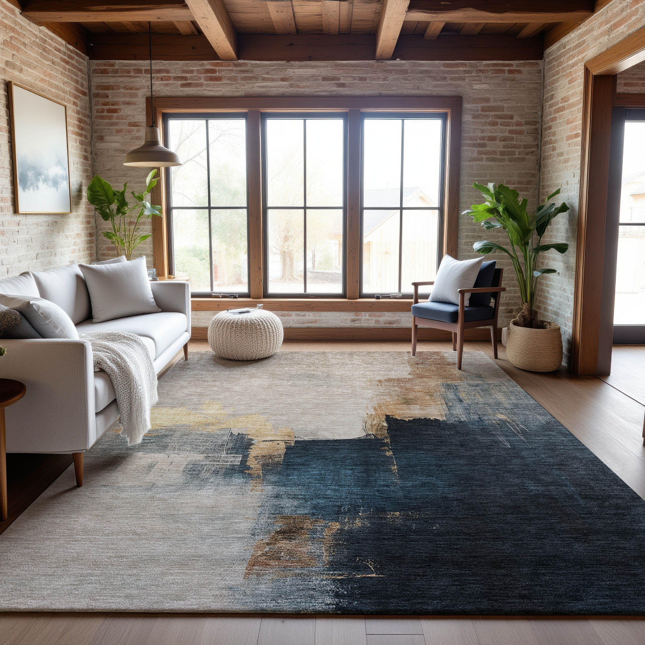 Florence Machine Washable Transitional Taupe Brown Rug 2'6" x 3'10" #shape_Rectangle