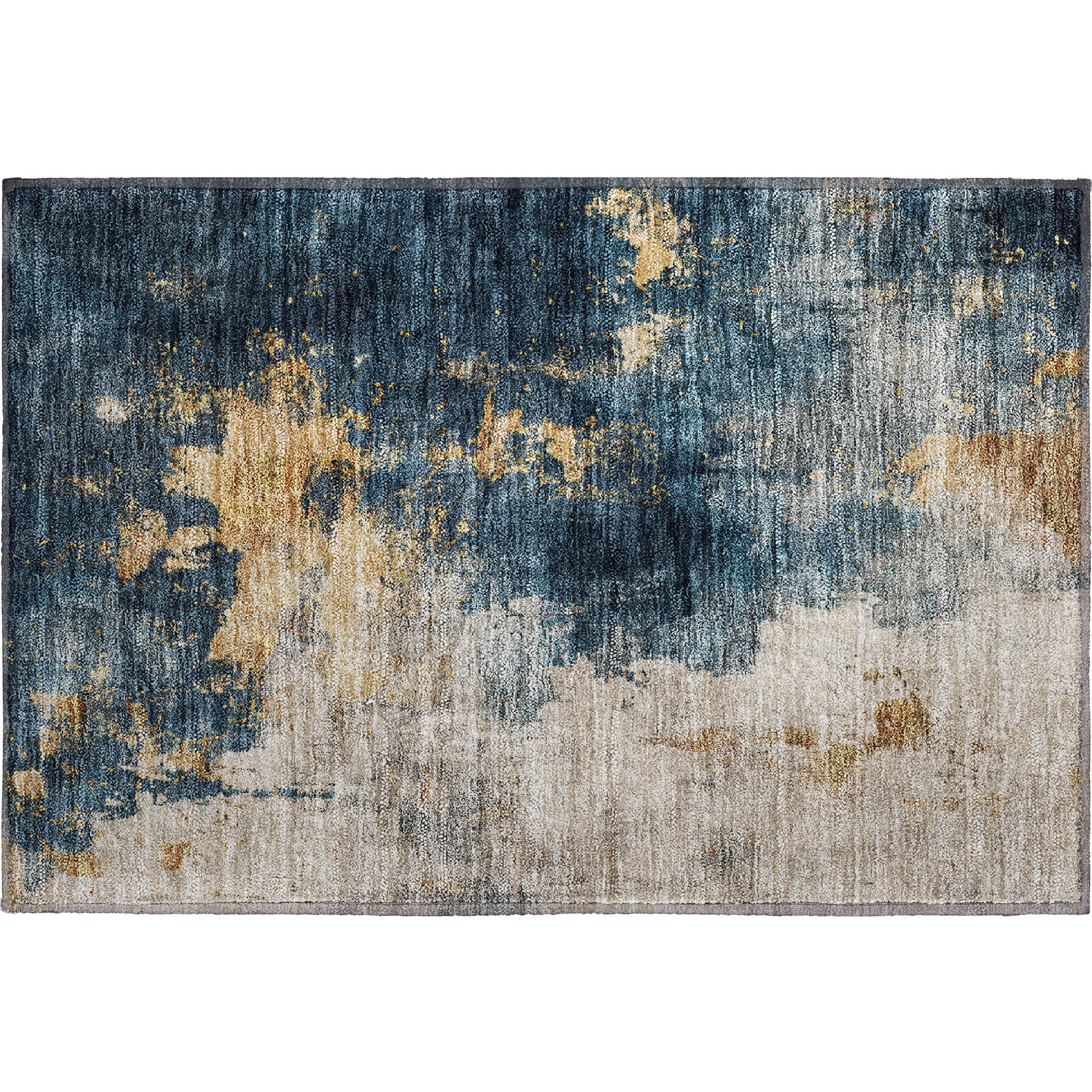 Lisbon Machine Washable Transitional Blue Rug 1'8" x 2'6" #shape_Rectangle