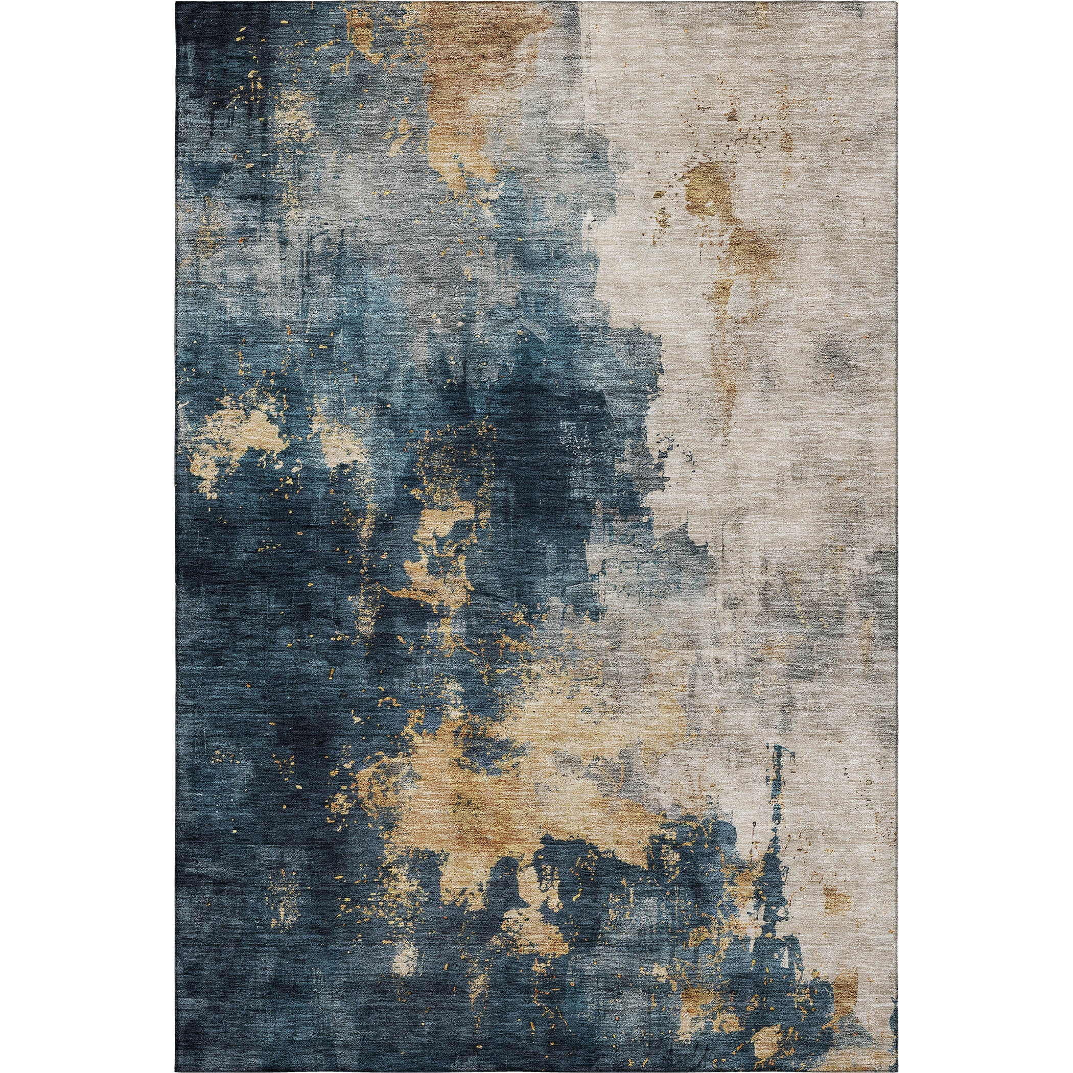Lisbon Machine Washable Transitional Blue Rug 2'6" x 3'10" #shape_Rectangle