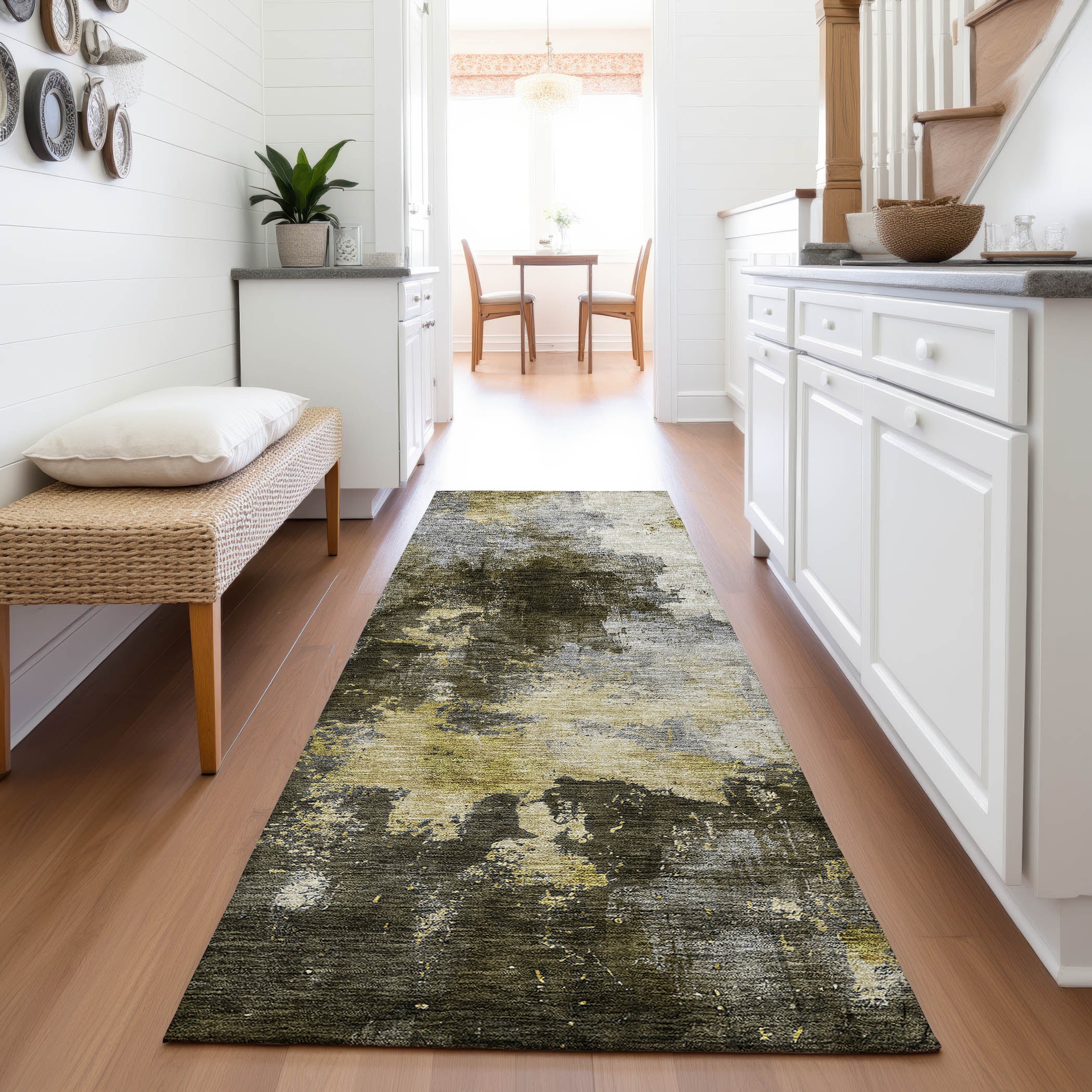 Lisbon Machine Washable Transitional Brown Rug 2'3" x 7'6" #shape_Runner
