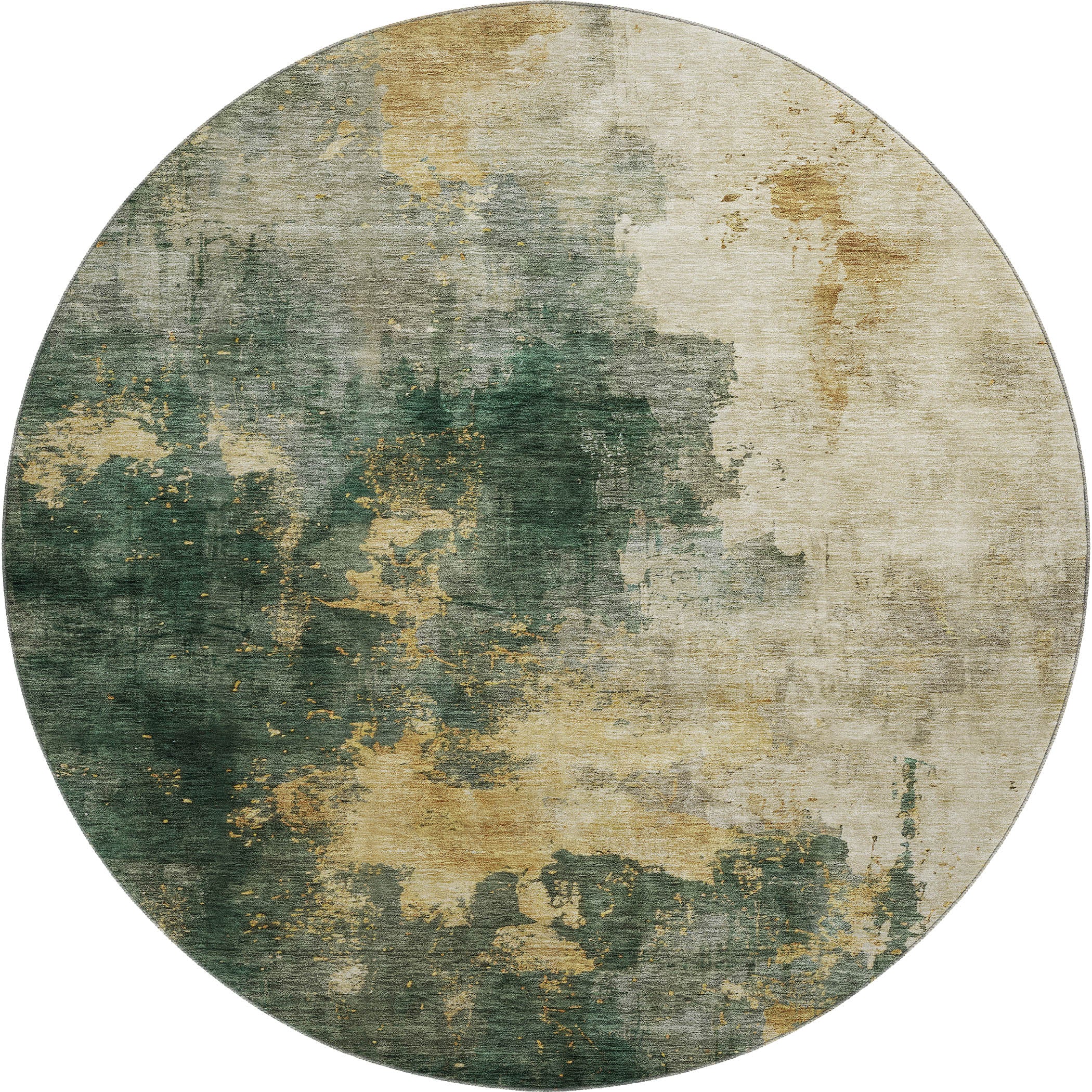 Lisbon Machine Washable Transitional Fern Green Rug 8' x 8' #shape_Round