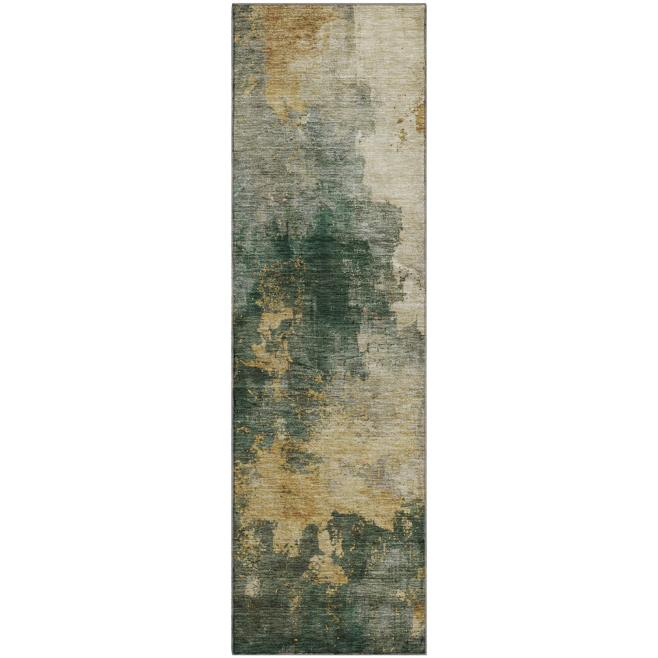 Lisbon Machine Washable Transitional Fern Green Rug 2'3" x 7'6" #shape_Runner